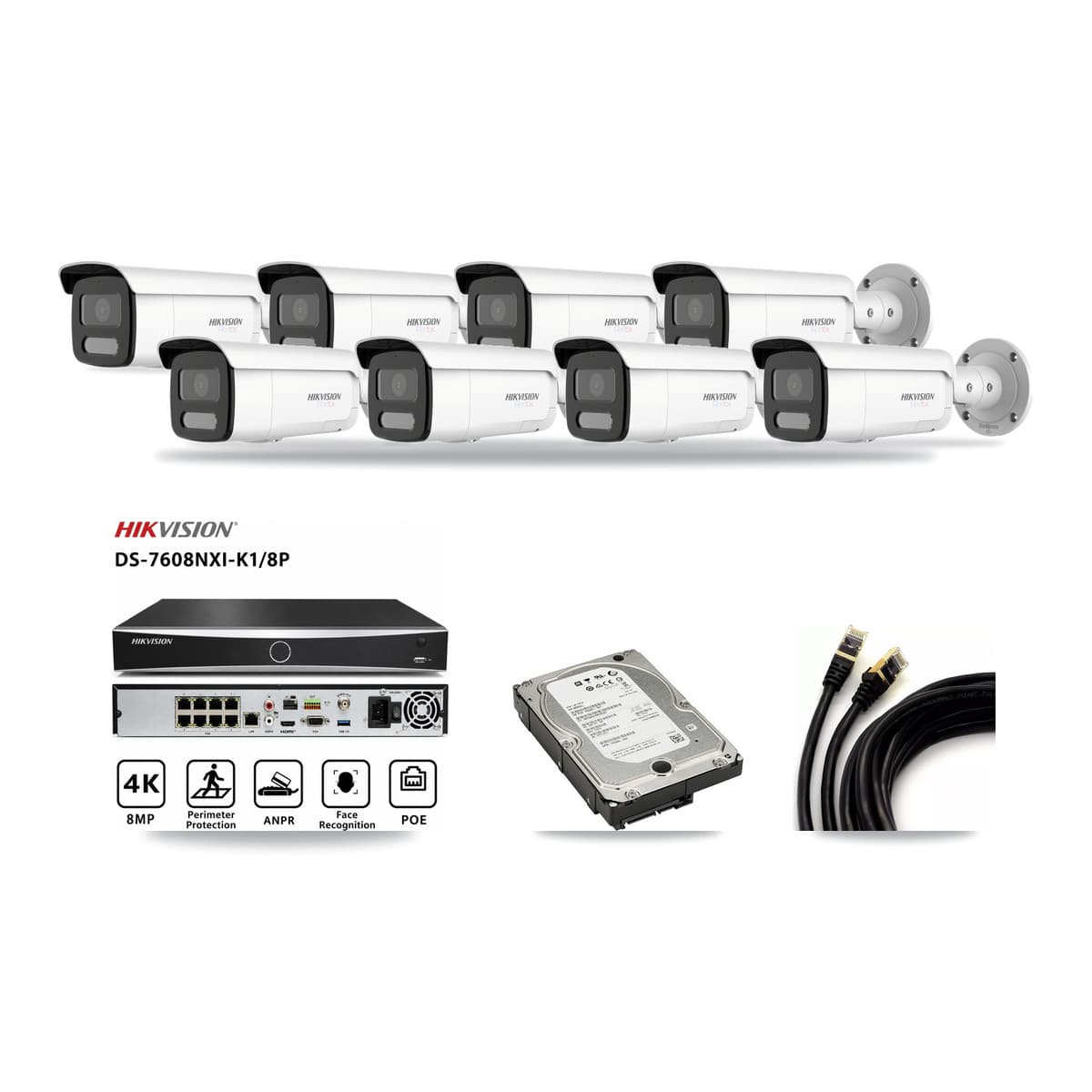 Hikvision 8-Channel 4K CCTV Kit — 8 Bullet Cameras + 5TB Recording - Image 1