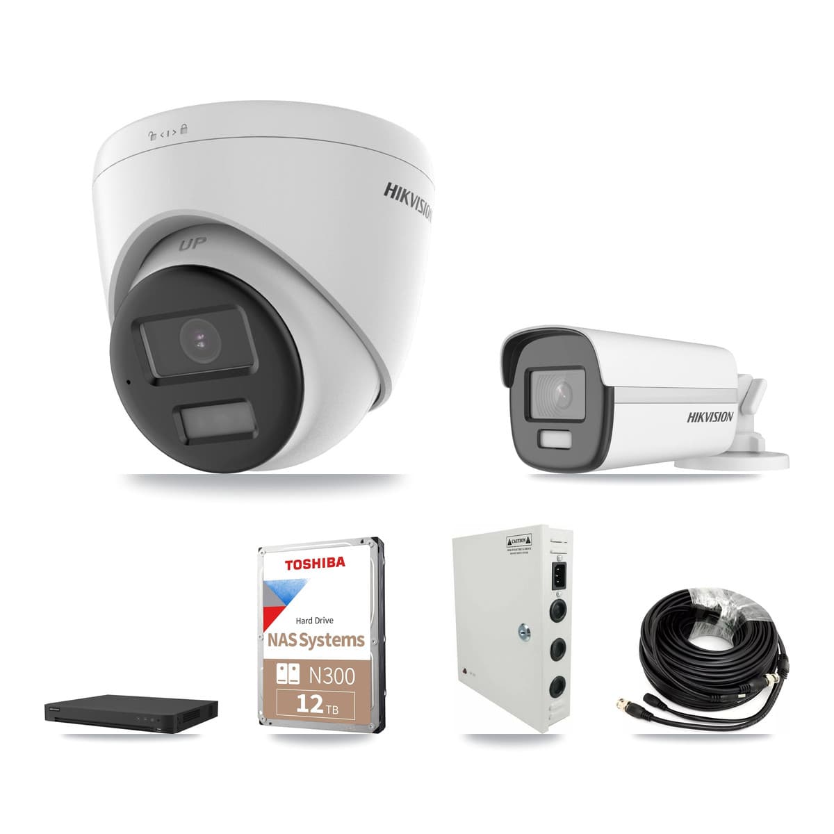 Hikvision 16-Channel 4K CCTV Kit — 1 Bullet + 11 Turret Cameras + 2× 12TB Recording