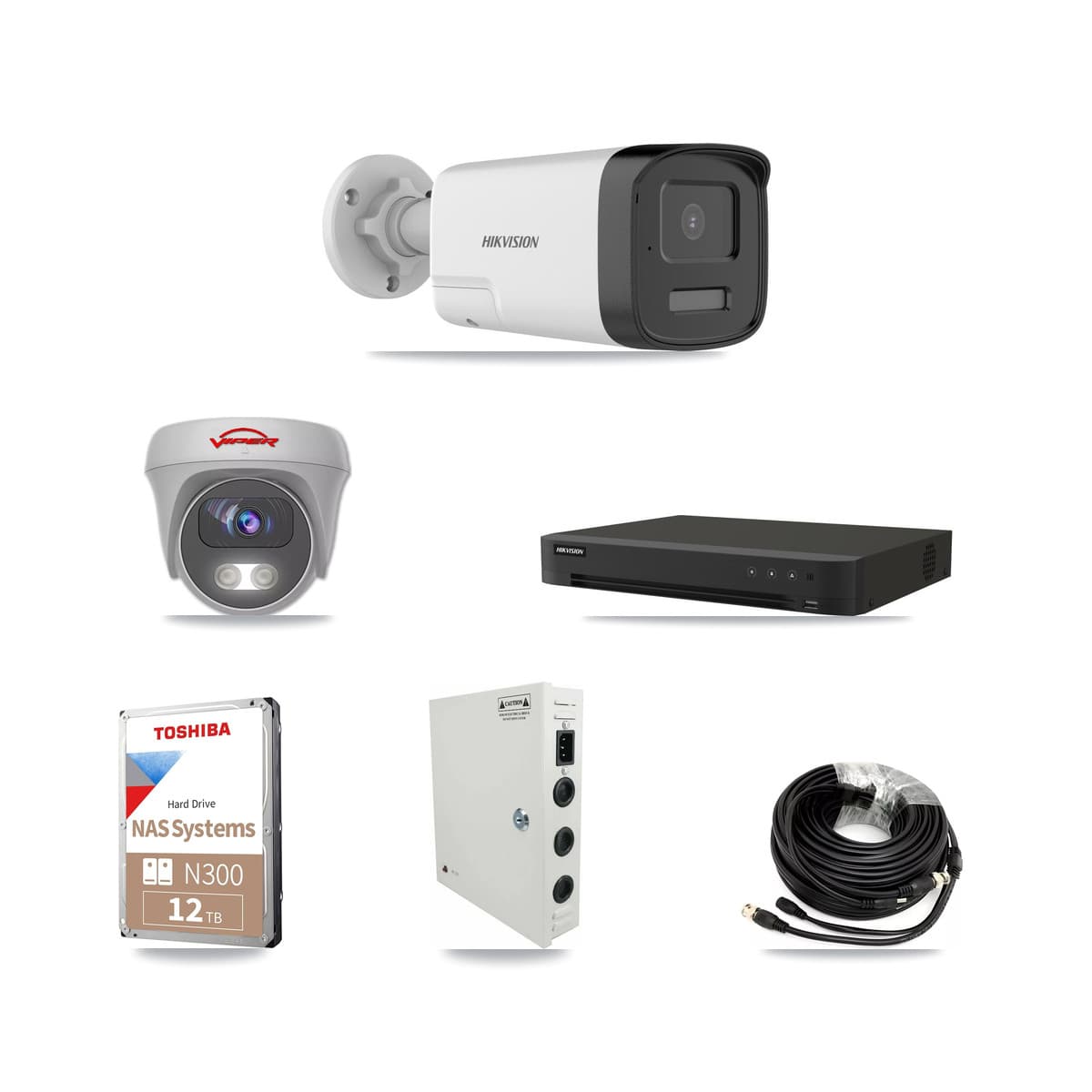 Hikvision & Viper 16-Channel 5MP CCTV Kit — 11 DS-2CE17K0T Bullet + 1 VIPER-5MP-3K Cameras + 12TB Recording