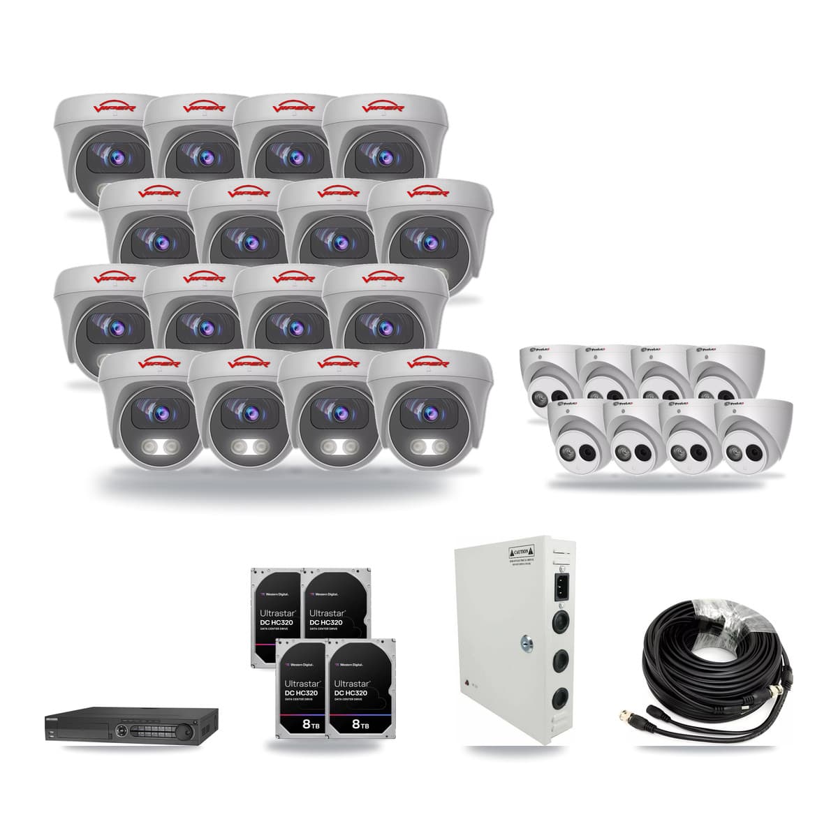 32-Channel 4MP – 5MP CCTV Kit — 8 4MP Turret + 16 5MP Cameras + 4× 8TB Recording - Image 1