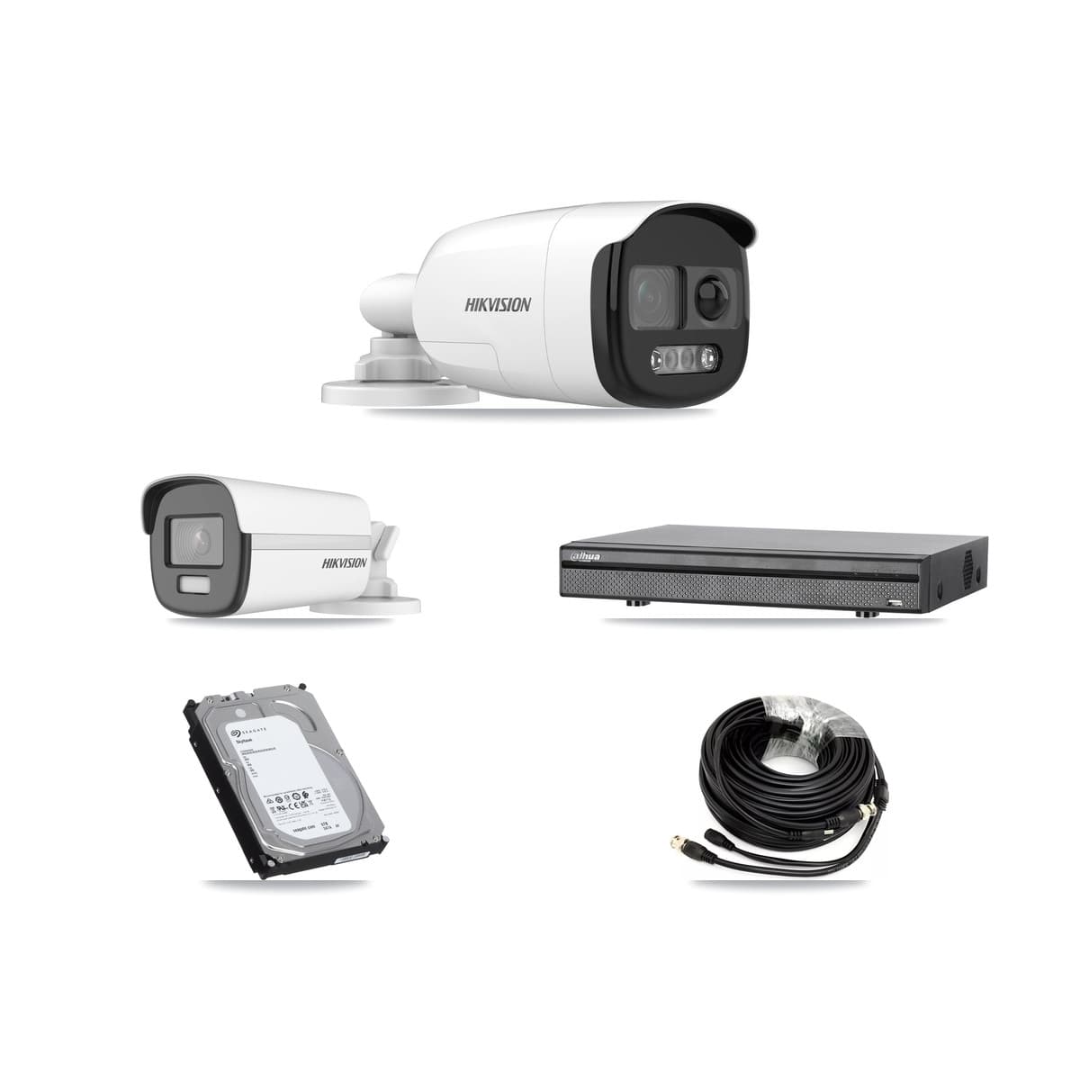 Hikvision & Dahua 8-Channel 5MP – 4K CCTV Kit — 3 5MP + 1 4K Bullet Cameras + 6TB Recording (DH-XVR5108H Recorder) - Image 1