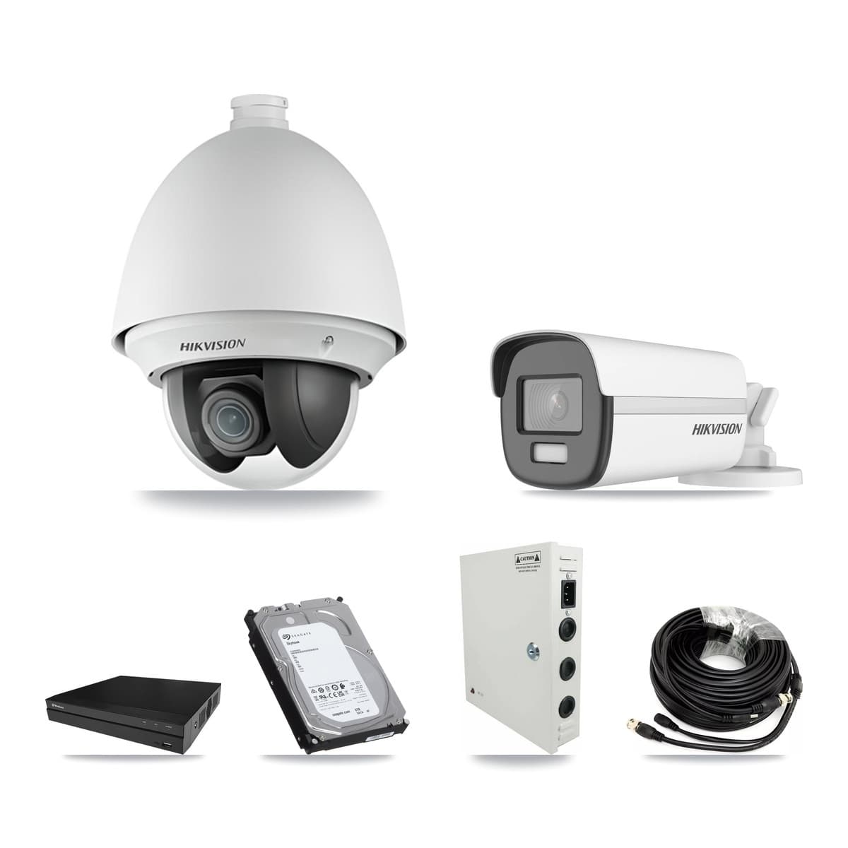 Hikvision & Prolux 8-Channel 2MP – 4K CCTV Kit — 7 2MP PTZ + 1 4K Bullet Cameras + 6TB Recording (PXD-5208AN Recorder) - Image 1