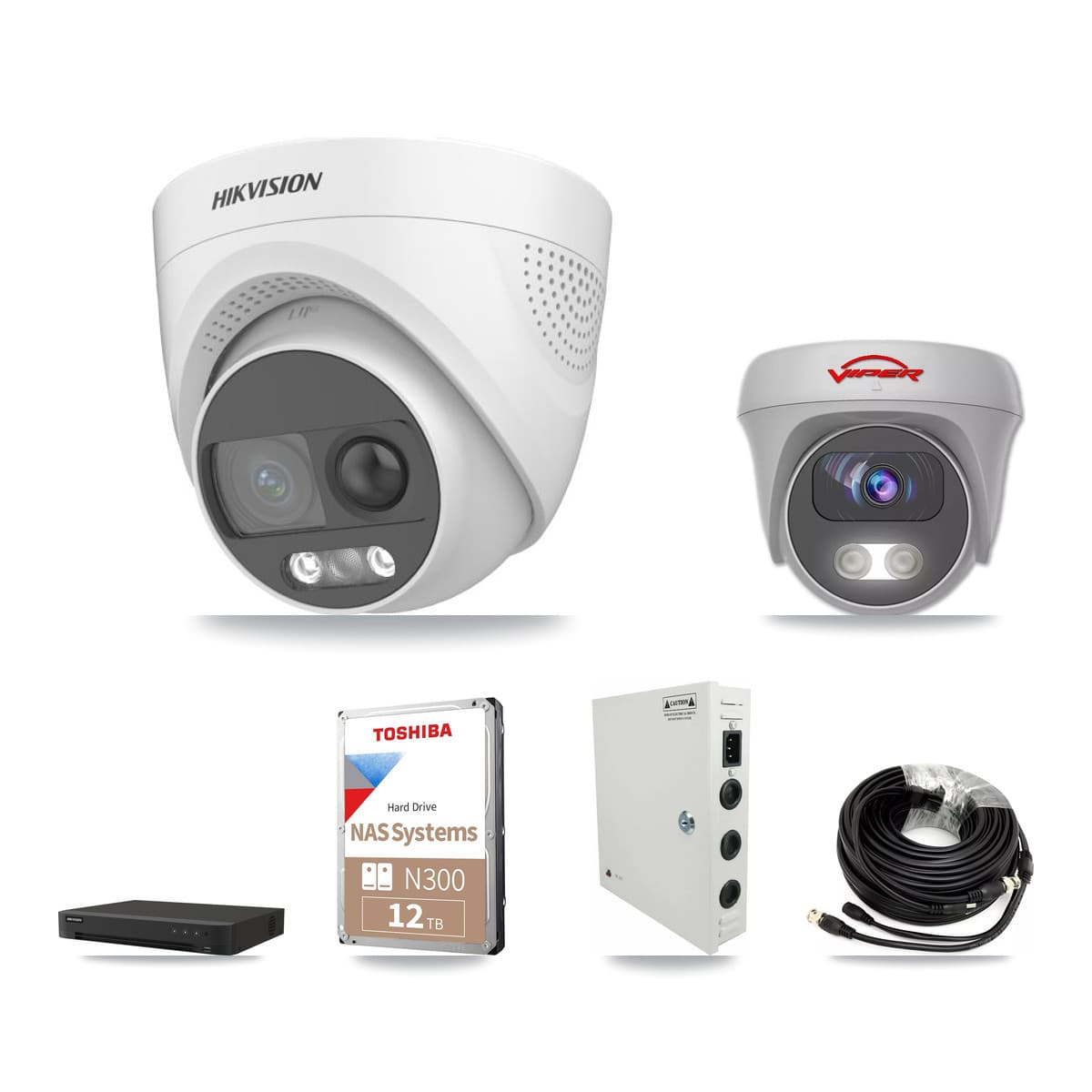 Hikvision & Viper 16-Channel 5MP CCTV Kit — 11 DS-2CE72KF3T Turret + 1 VIPER-5MP-3K Cameras + 12TB Recording