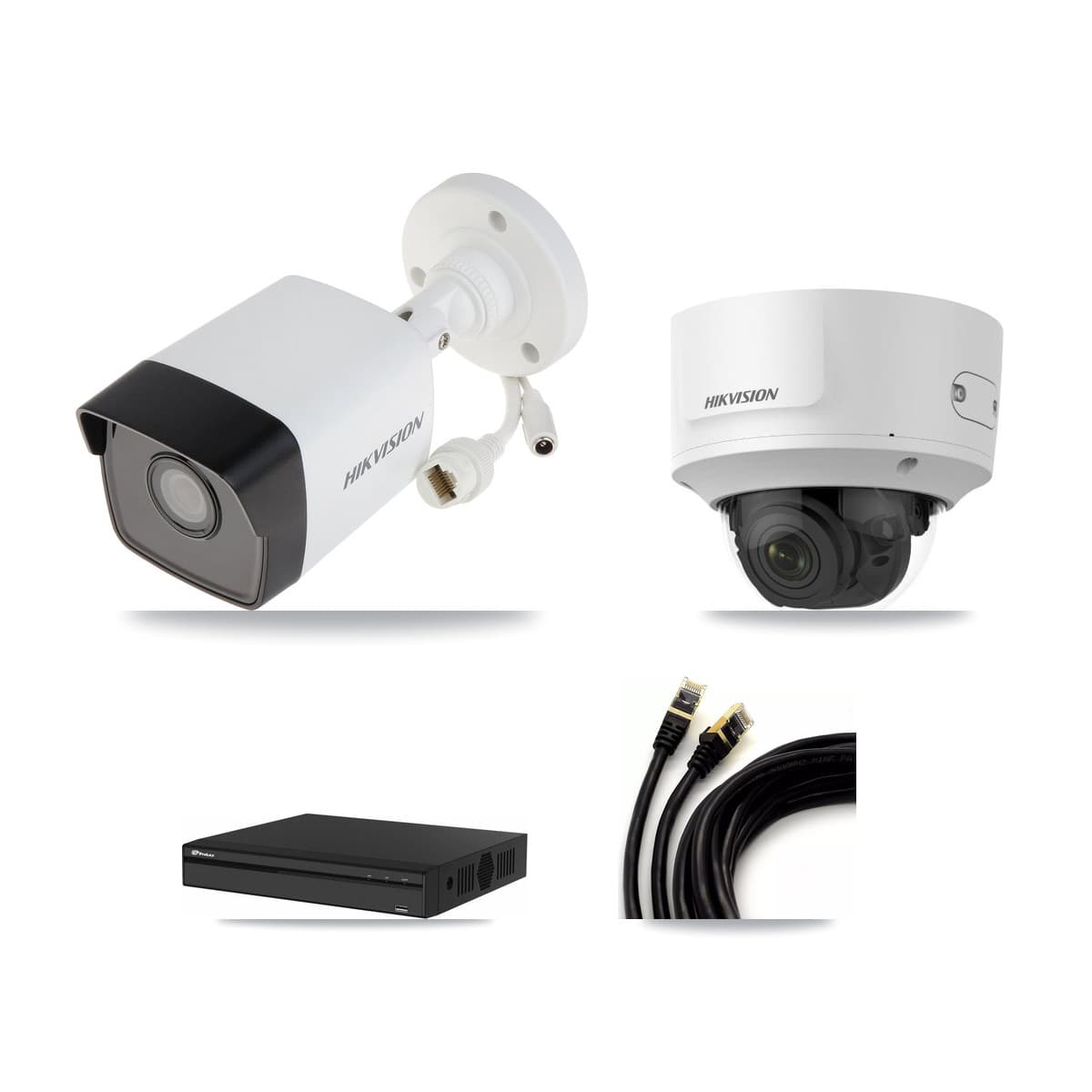 Hikvision & Prolux 4-Channel 2MP – 5MP CCTV Kit — 2 5MP Bullet + 1 2MP Dome Cameras + 3TB Recording