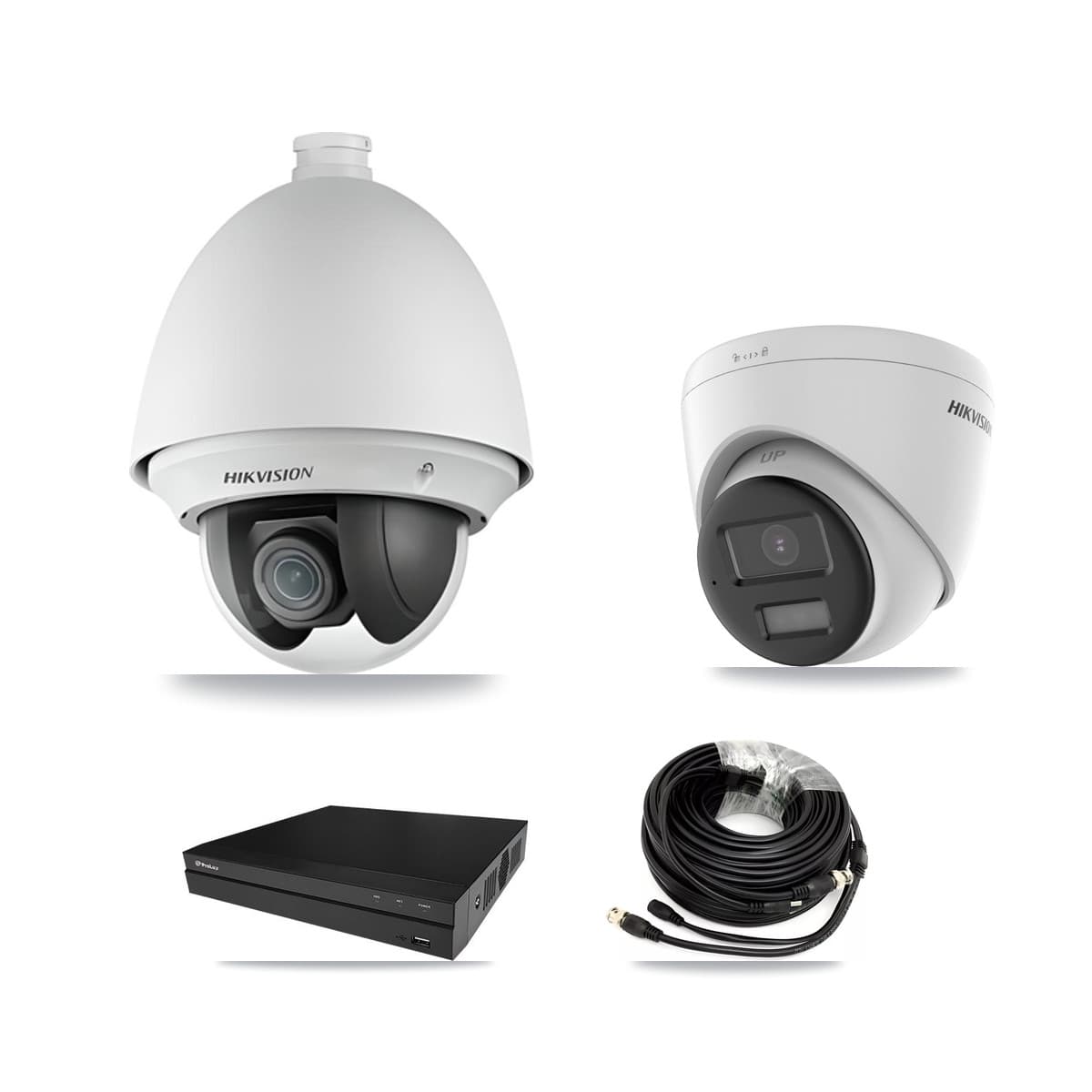 Hikvision & Prolux 8-Channel 2MP – 4K CCTV Kit — 1 2MP PTZ + 1 4K Turret Cameras + 3TB Recording (PXD-5208AN Recorder)