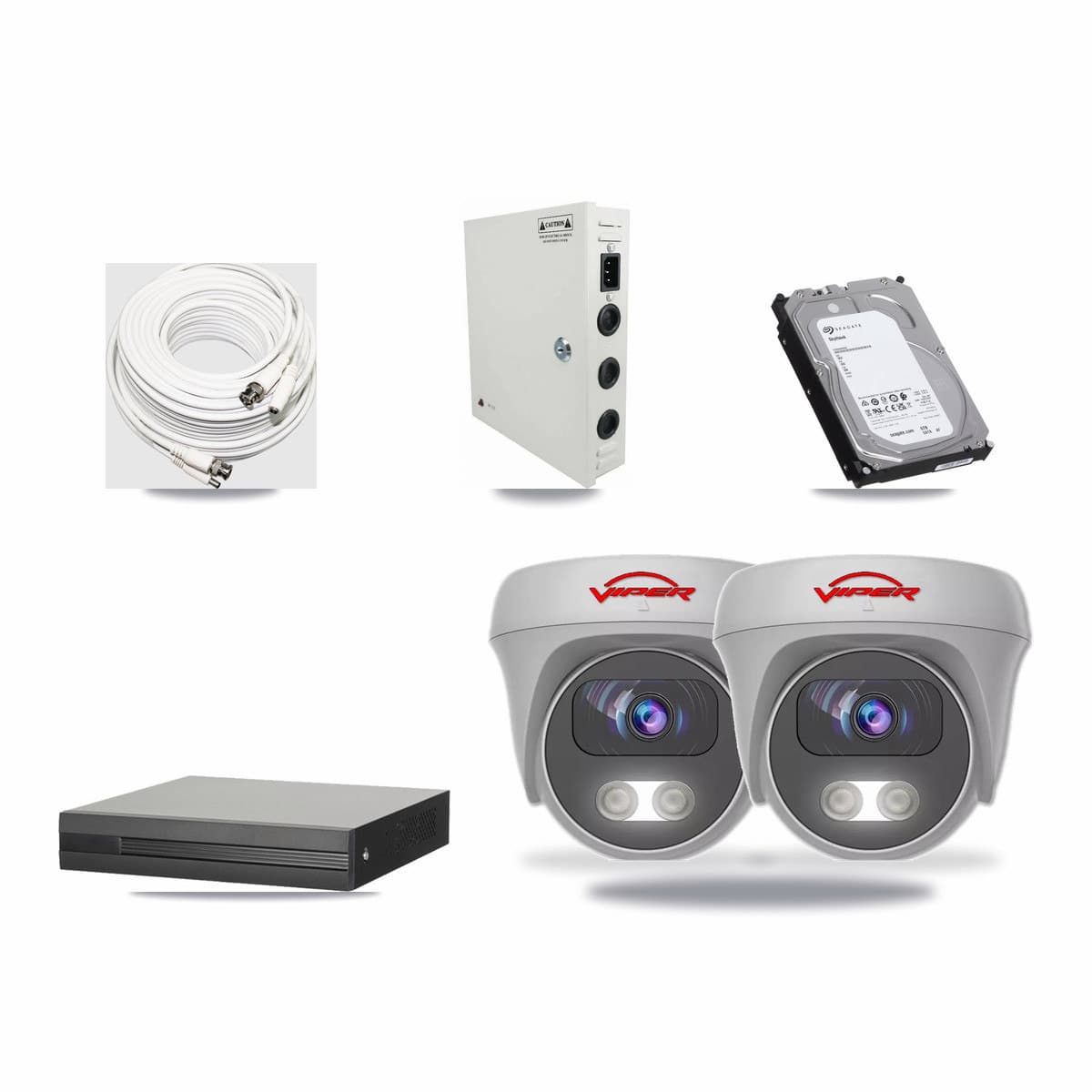 8-channel CCTV kit: 2 cameras (2× 5MP Camera), 6TB hard drive