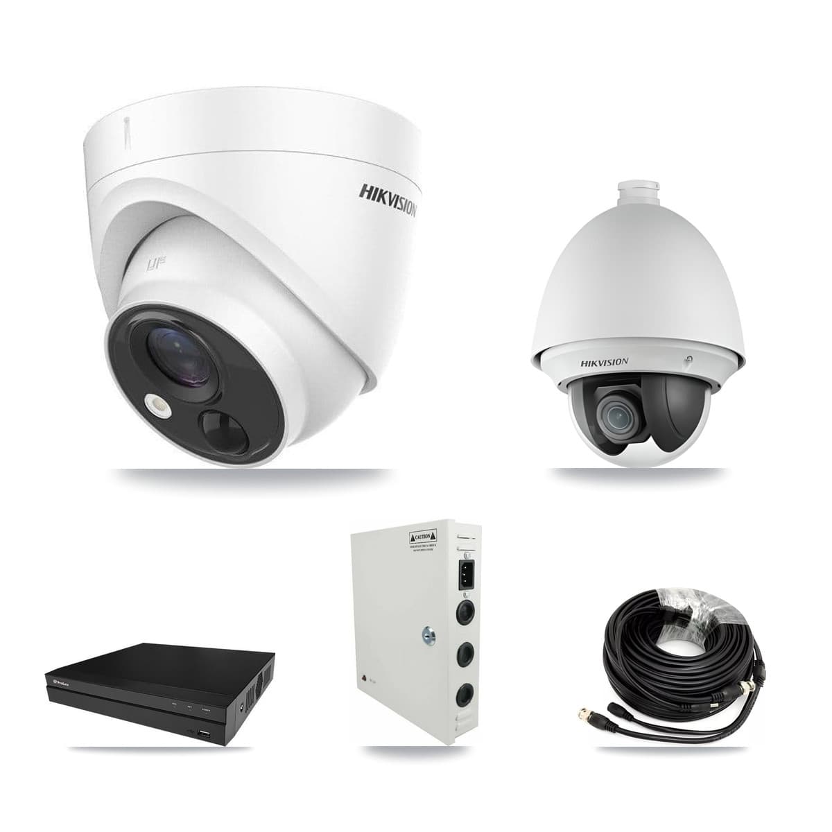 Hikvision & Prolux 8-Channel 2MP – 5MP CCTV Kit — 1 DS-2AE4225T 2MP PTZ + 2 DS-2CE71H0T 5MP Turret Cameras + 3TB Recording