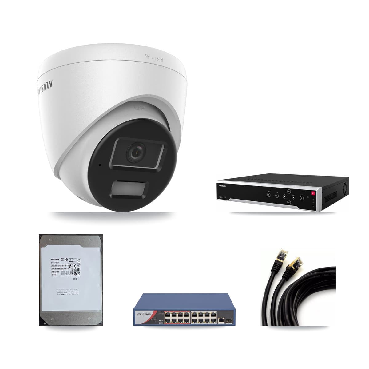 Hikvision 32-Channel 4MP CCTV Kit — 25 Turret Cameras + 2× 14TB Recording