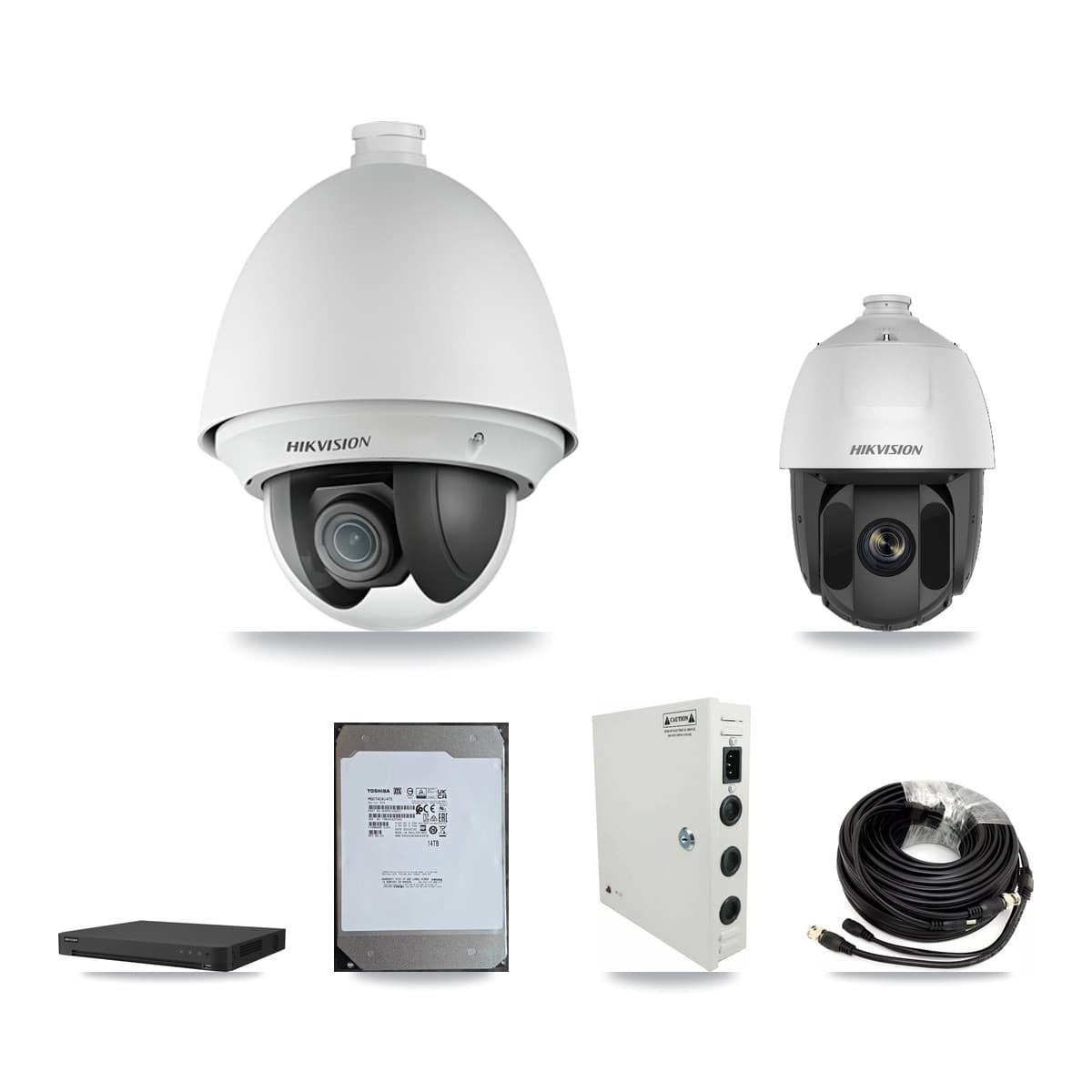 Hikvision 16-Channel 2MP CCTV Kit — 15 DS-2AE4225T + 1 DS-2AE5225TI PTZ Cameras + 14TB Recording