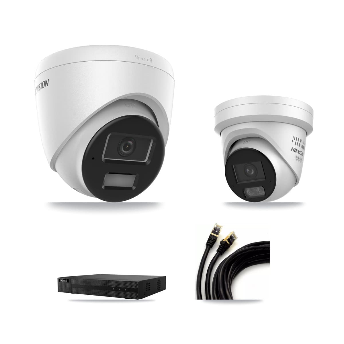 Hikvision & HiLook 8-Channel 4MP CCTV Kit — 1 DS-2CD1343G2 + 1 DS-2CD2347G3 Turret Cameras + 3TB Recording (NVR-108MH-D Recorder)