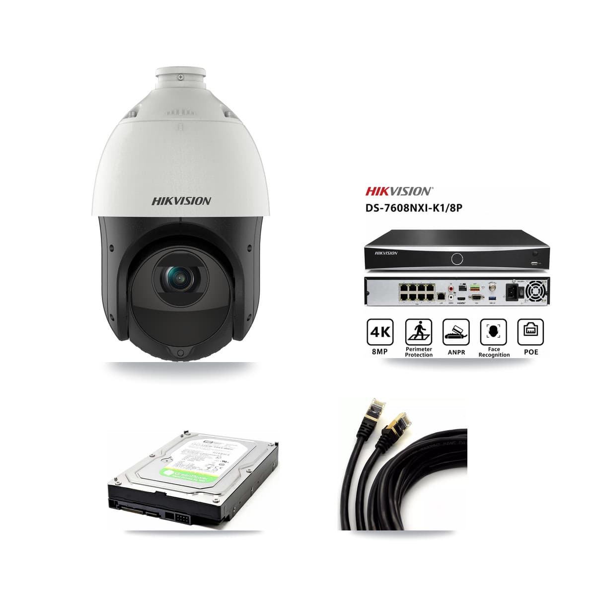 Hikvision 8-Channel 4MP CCTV Kit — 1 DS-2DE4425IW PTZ Camera + 1TB Recording (DS-7608NXI Recorder) - Image 1
