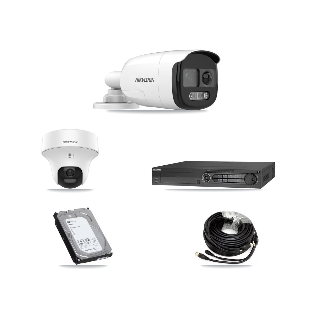 Hikvision 32-Channel 5MP CCTV Kit — 4 DS-2CE12KF3T Bullet + 1 DS-2CE70K0T Turret Cameras + 6TB Recording (DS-7332HQHI Recorder)