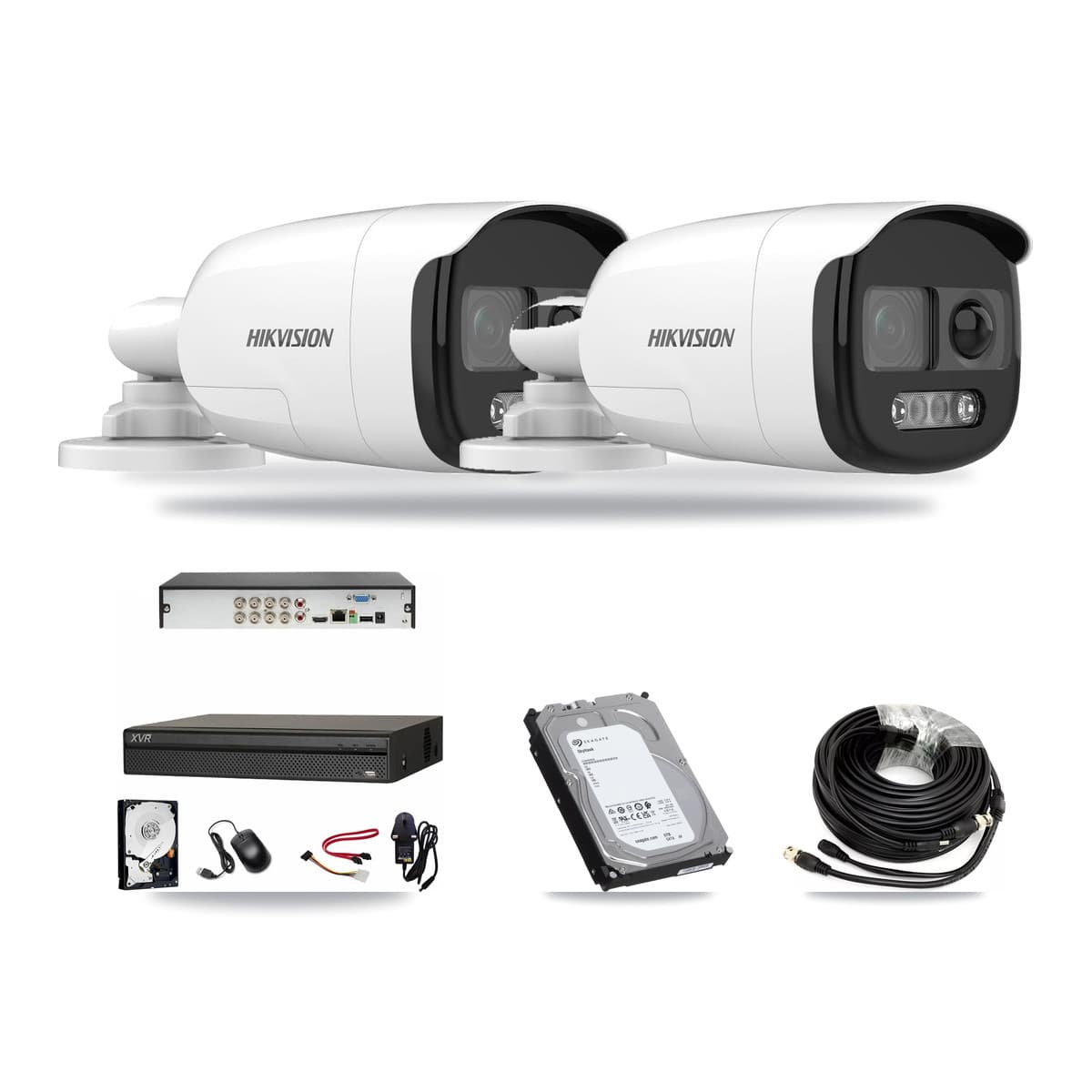 Hikvision & Dahua 8-Channel 5MP CCTV Kit — 2 DS-2CE12KF3T Bullet Cameras + 6TB Recording - Image 1