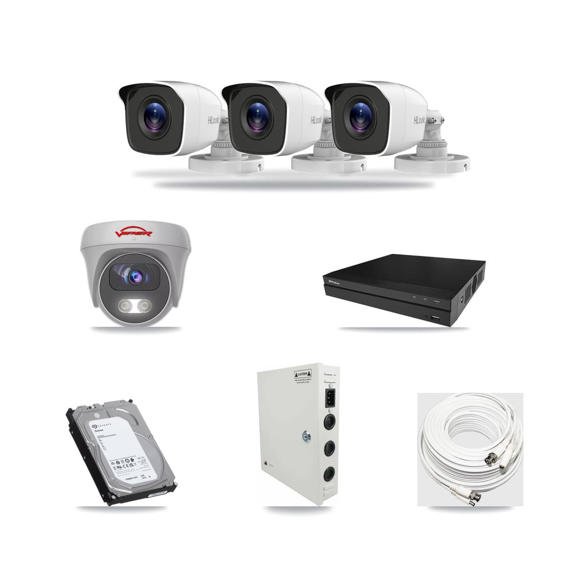 8-Channel 4MP – 5MP CCTV Kit — 3 4MP Bullet + 1 White 5MP Cameras + 6TB Recording (PXD-5208AN Recorder) - Image 1