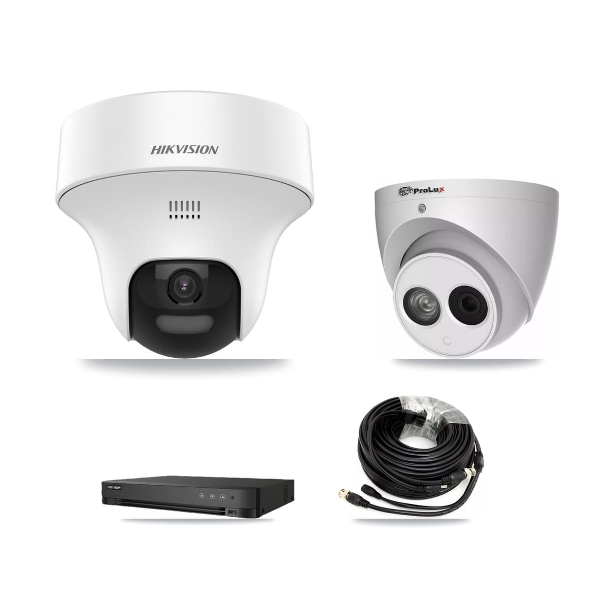 Hikvision & Prolux 8-Channel 4MP – 5MP CCTV Kit — 5 DS-2CE70K0T-PTLTS 5MP + 1 PXC-612C4W-A-POC 4MP Turret Cameras + 8TB Recording (IDS-7208HUHI-M1/E Recorder)