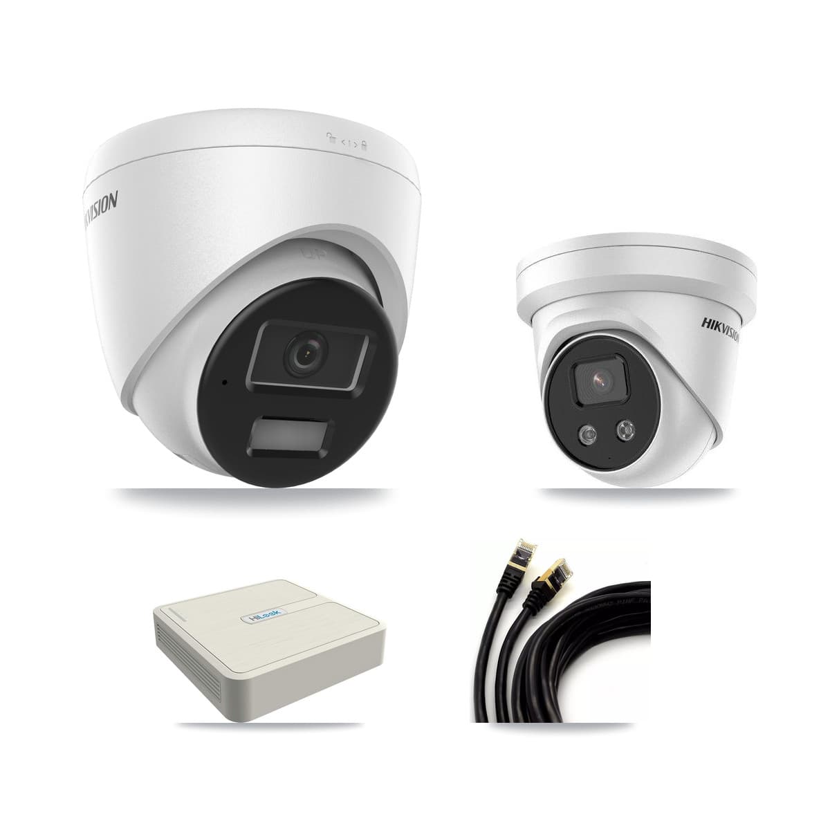 Hikvision & HiLook 8-Channel 4MP – 5MP CCTV Kit — 1 4MP + 1 5MP Turret Cameras + 3TB Recording (NVR-108H-D Recorder)