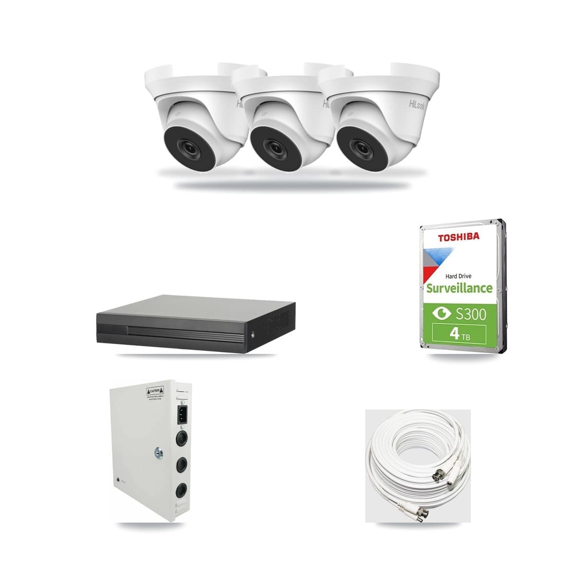 4-Channel 4MP CCTV Kit — 3 HiLook Turret Cameras + 4TB Recording - Image 1