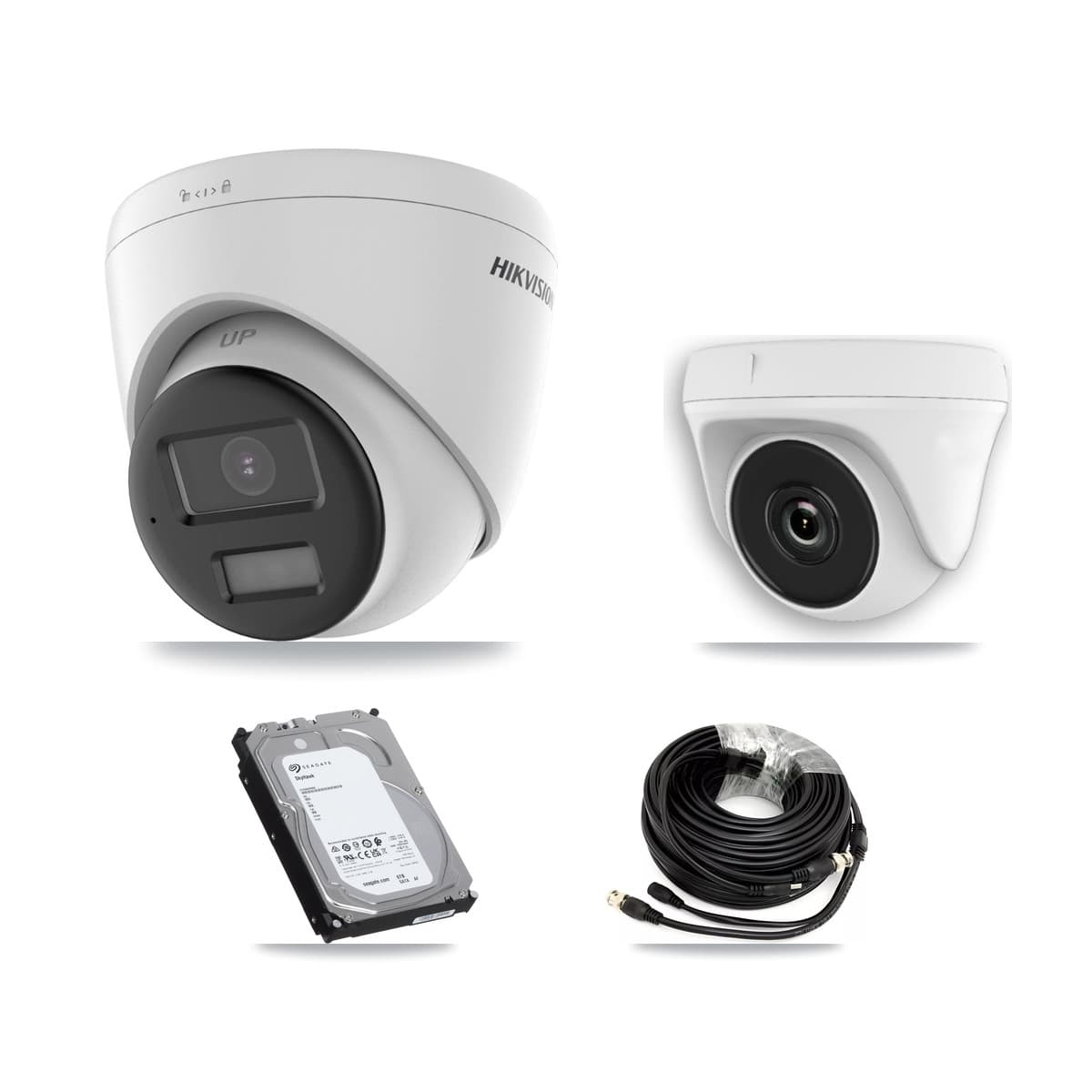 Hikvision & Prolux 8-Channel 2MP – 4K CCTV Kit — 3 4K Turret + 1 White 2MP Dome Cameras + 6TB Recording