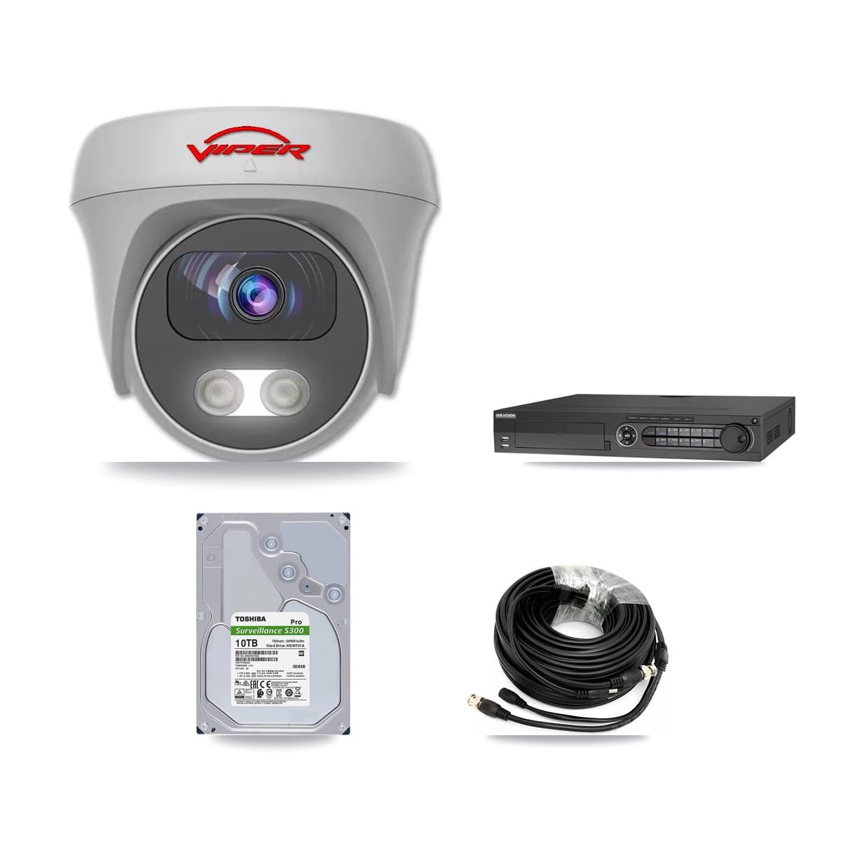 Viper & Hikvision 32-Channel 5MP CCTV Kit — 8 White Cameras + 10TB Recording (IDS-7332HUHI Recorder) - Image 1