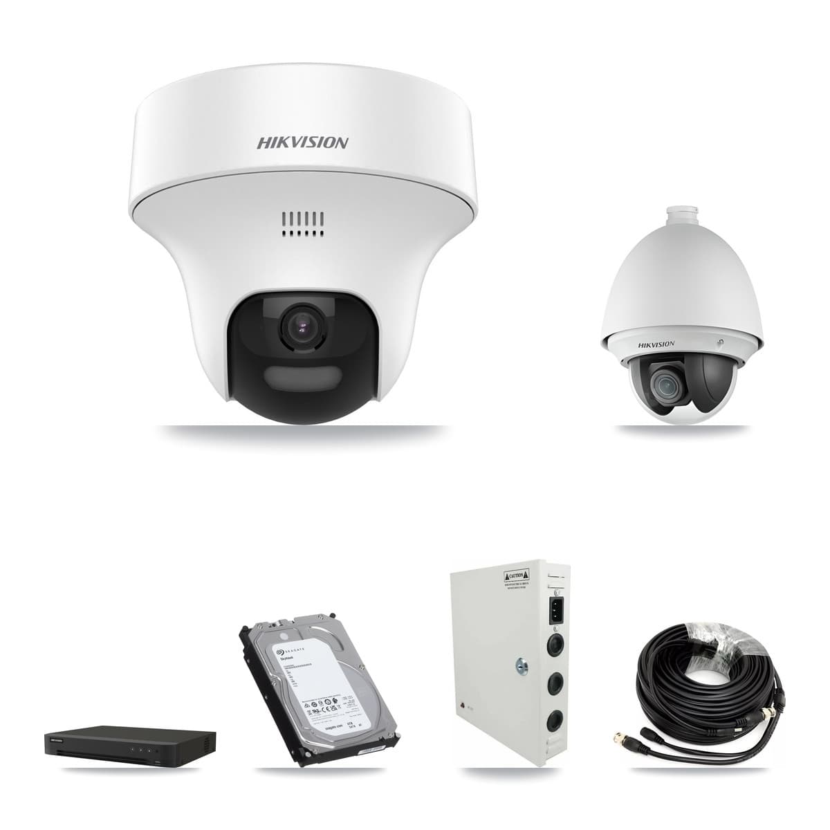 Hikvision 16-Channel 2MP – 5MP CCTV Kit — 1 2MP PTZ + 5 5MP Turret Cameras + 6TB Recording (IDS-7216HQHI Recorder)