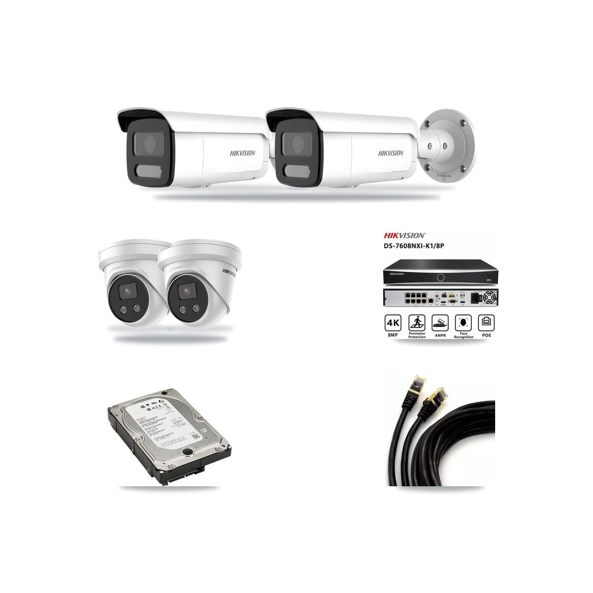 Hikvision 8-Channel 4MP – 5MP CCTV Kit — 2 4MP Bullet + 2 5MP Turret Cameras + 5TB Recording - Image 1