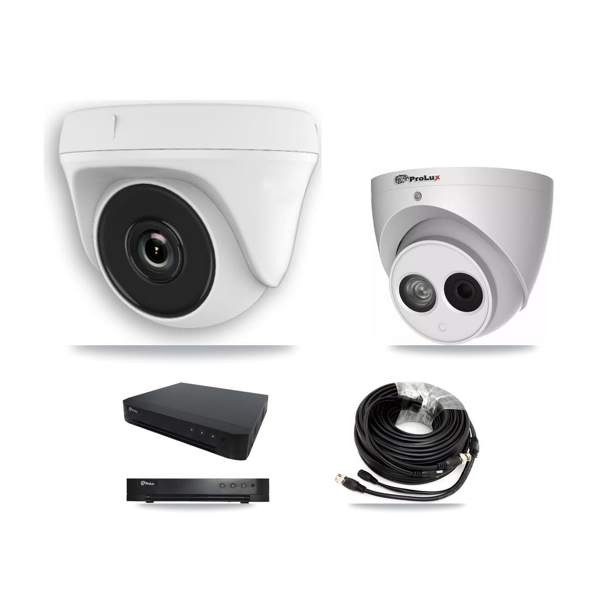 Prolux 16-Channel 2MP – 4MP CCTV Kit — 3 White 2MP Dome + 1 4MP Turret Cameras + 3TB Recording (PXD-8216 Recorder)
