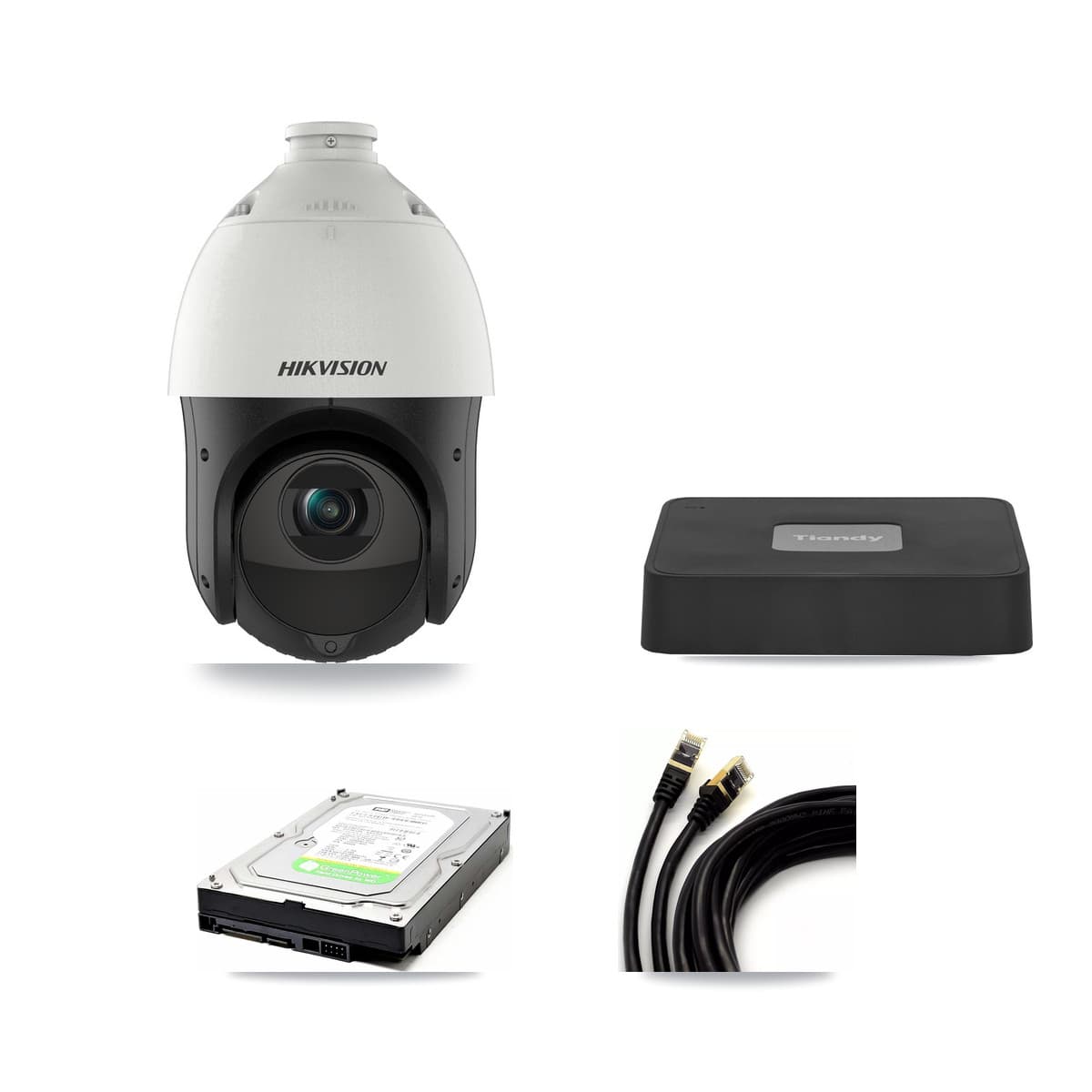 Hikvision & Tiandy 4-Channel 4MP CCTV Kit — 1 DS-2DE4425IW PTZ Camera + 1TB Recording