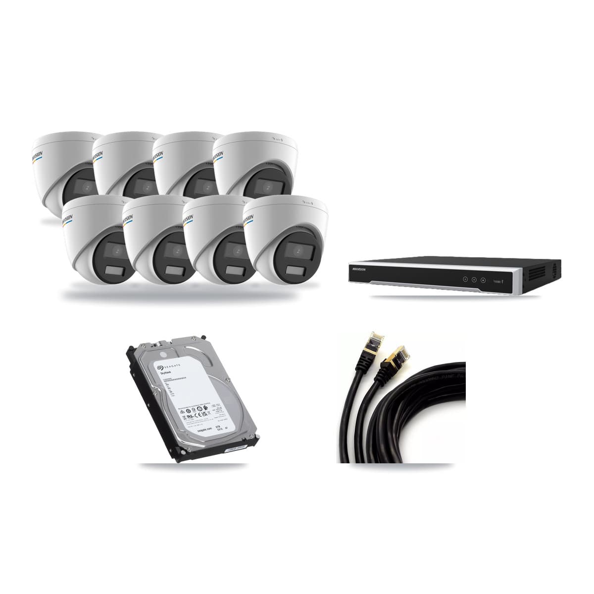 Hikvision 8-channel CCTV kit: 8 cameras (8× 2MP Turret), 6TB hard drive