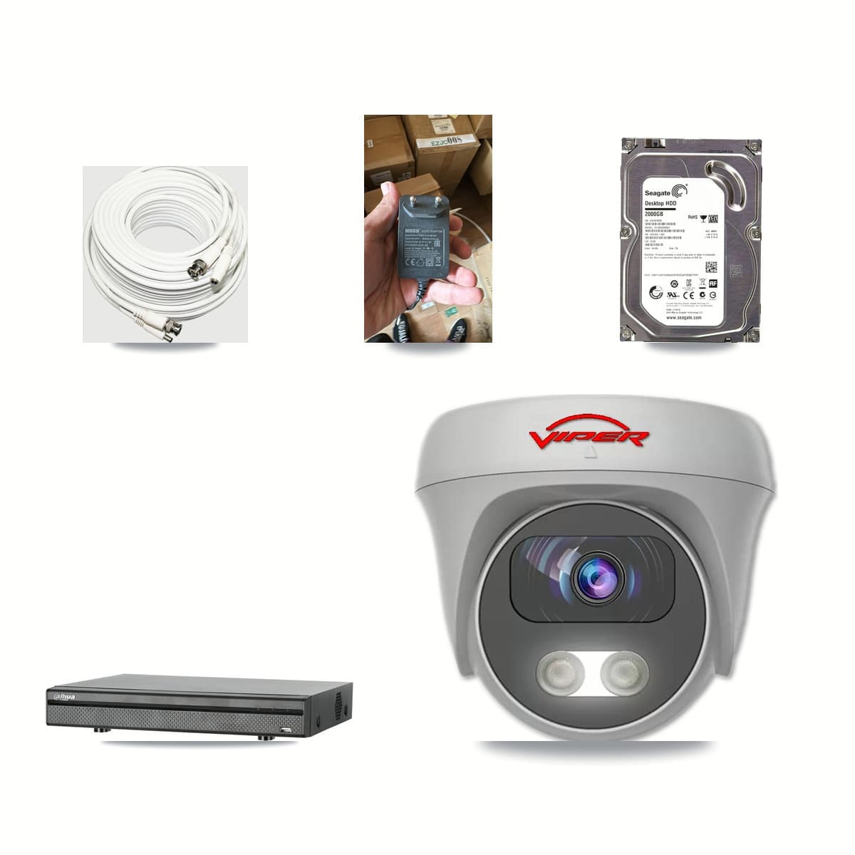 Dahua 8-channel CCTV kit: 1 camera (1× 5MP Camera), 2TB hard drive