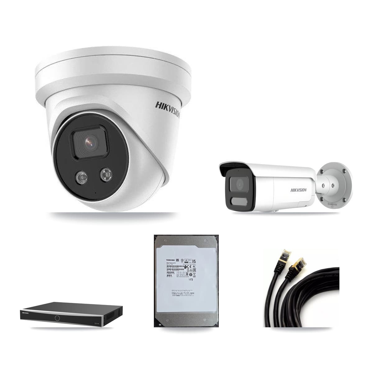 Hikvision 16-Channel 4MP – 5MP CCTV Kit — 4 4MP Bullet + 10 5MP Turret Cameras + 14TB Recording