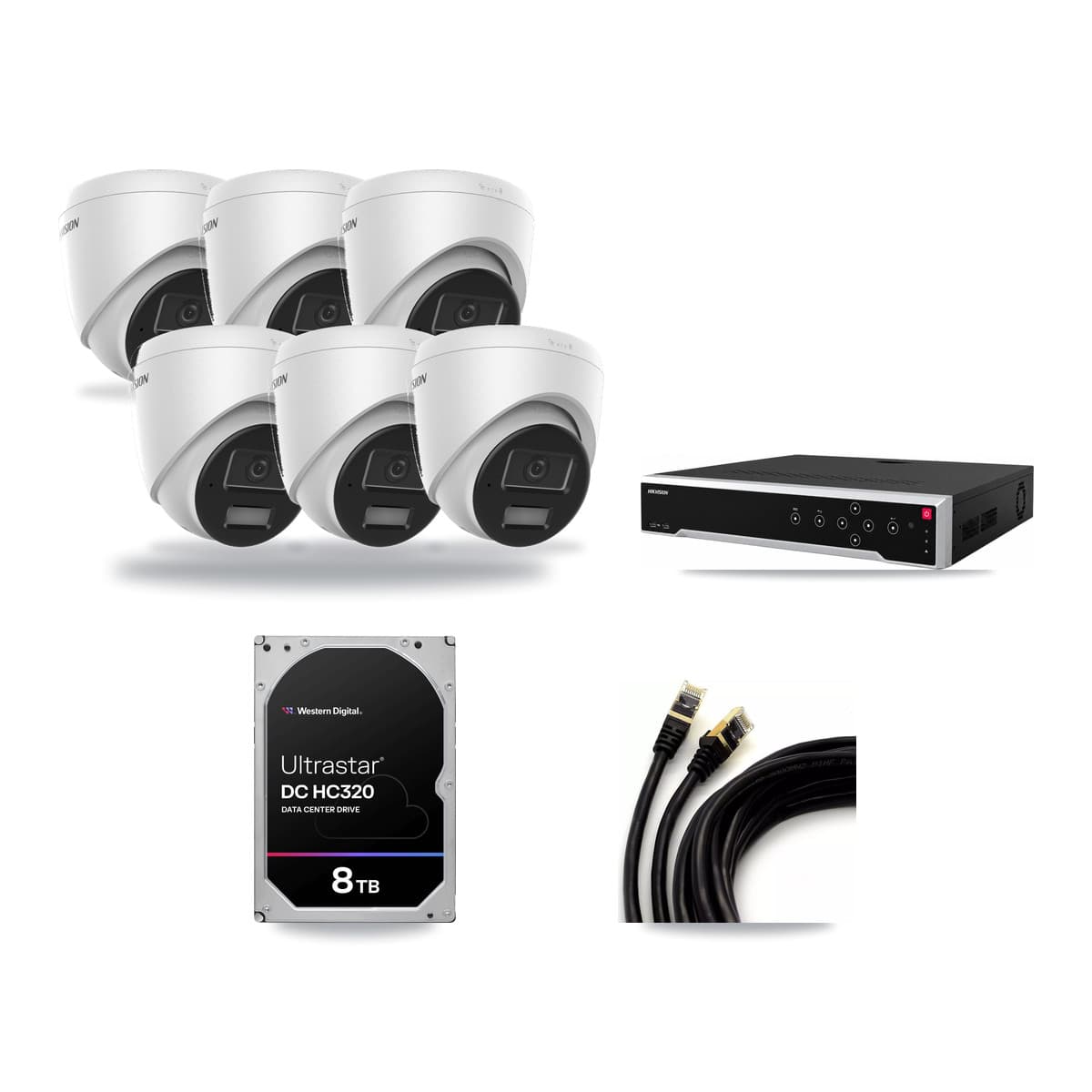 Hikvision 32-Channel 4MP CCTV Kit — 6 DS-2CD1343G2 Turret Cameras + 8TB Recording - Image 1