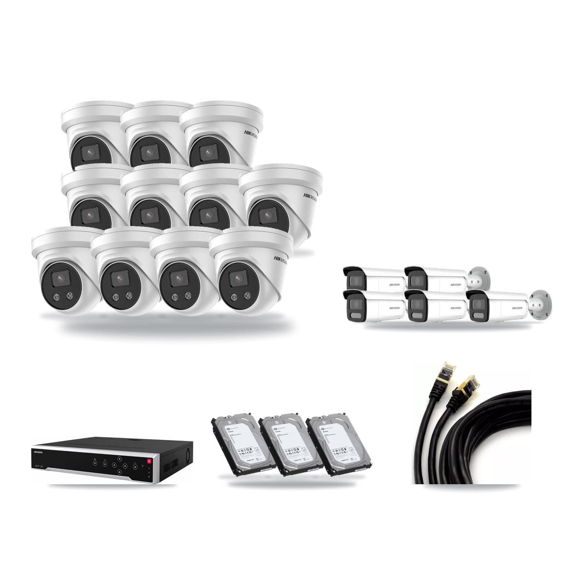 Hikvision 32-Channel 4MP – 5MP CCTV Kit — 5 4MP Bullet + 11 5MP Turret Cameras + 3× 6TB Recording - Image 1