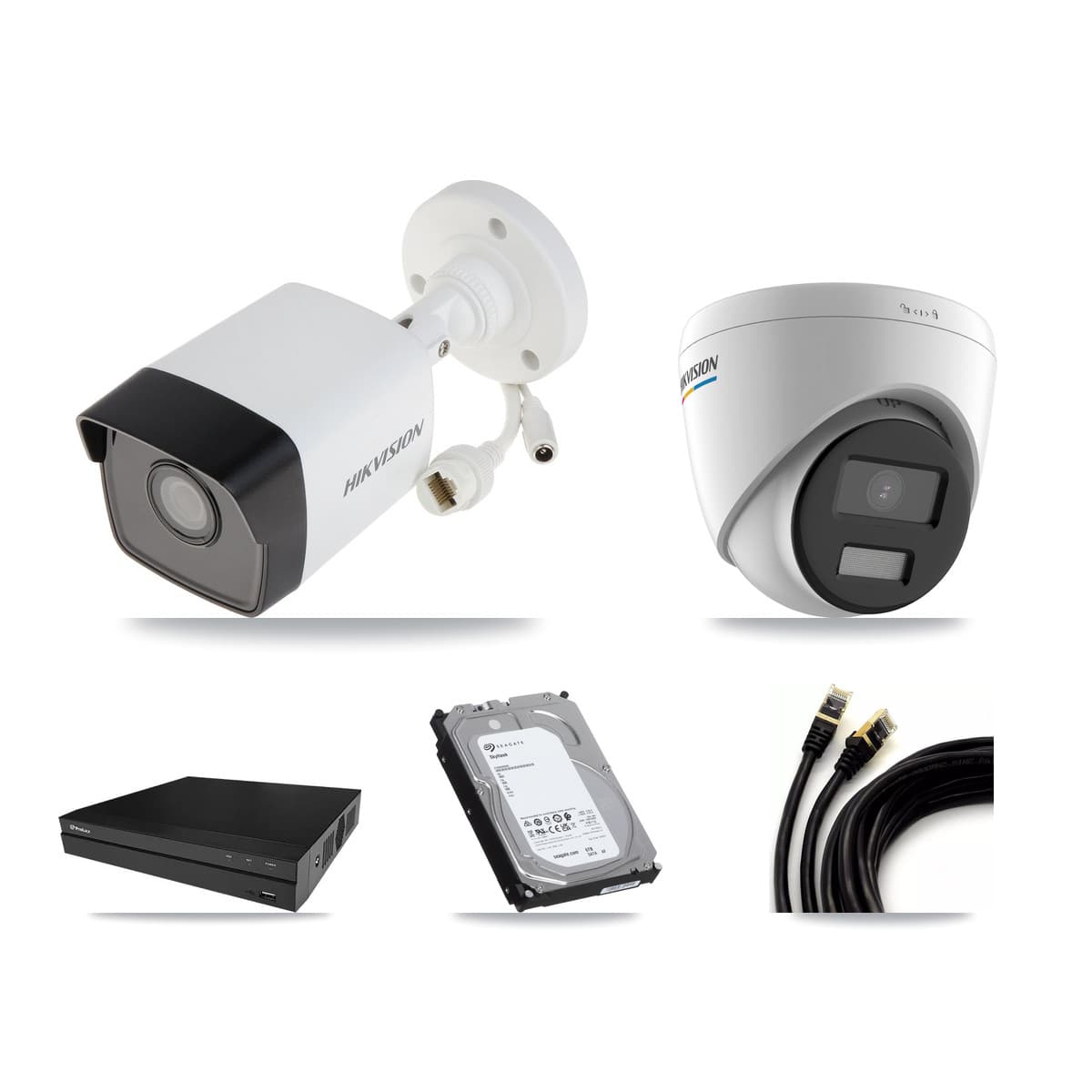 Hikvision & Prolux 8-Channel 2MP – 5MP CCTV Kit — 3 5MP Bullet + 3 2MP Turret Cameras + 6TB Recording