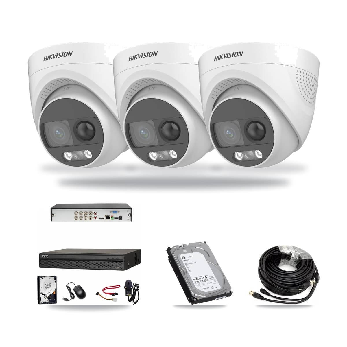 Hikvision & Dahua 8-Channel 5MP CCTV Kit — 3 DS-2CE72KF3T Turret Cameras + 6TB Recording - Image 1