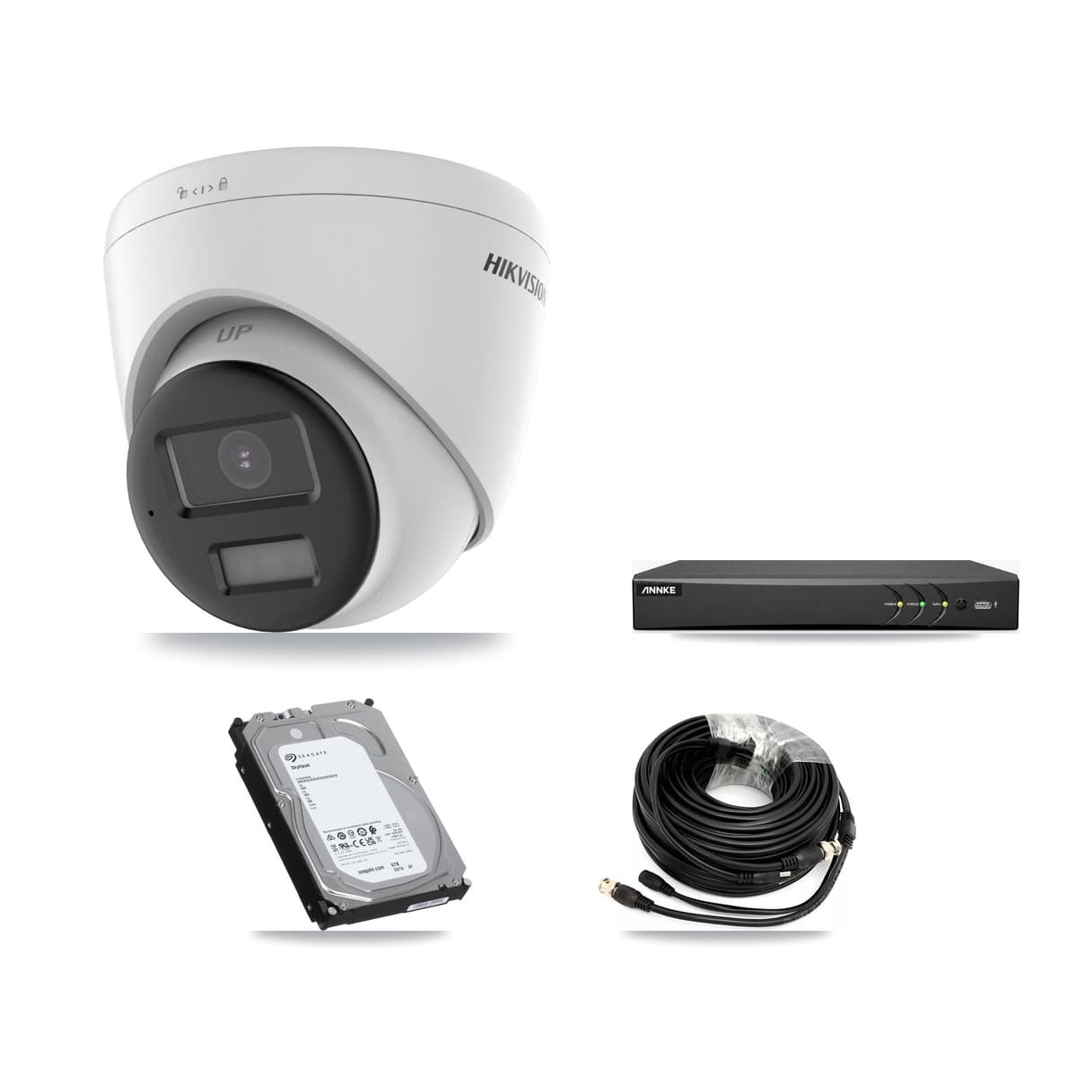 Hikvision & ANNKE 4-Channel 4K CCTV Kit — 3 DS-2CE78U0T Turret Cameras + 6TB Recording