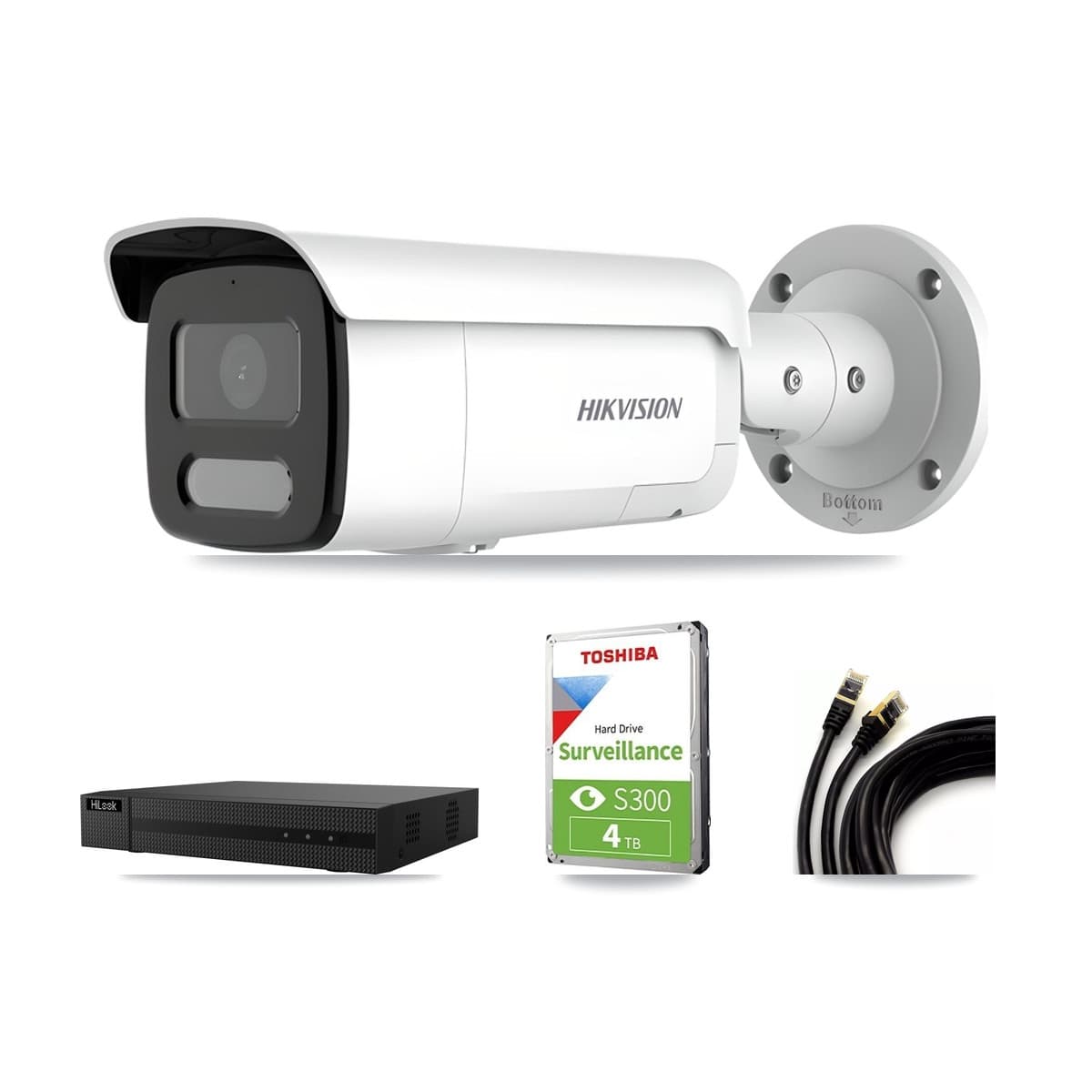 Hikvision & HiLook 8-Channel 4MP – 4K CCTV Kit — 1 4MP + 1 4K Bullet Cameras + 4TB Recording