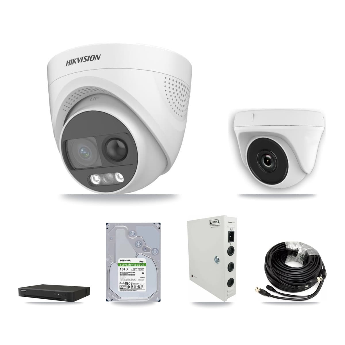 Hikvision 16-Channel 2MP – 5MP CCTV Kit — 6 DS-2CE72KF3T 5MP Turret + 3 White HDT-2MP-N20W 2MP Dome Cameras + 10TB Recording (IDS-7216HQHI Recorder) - Image 1