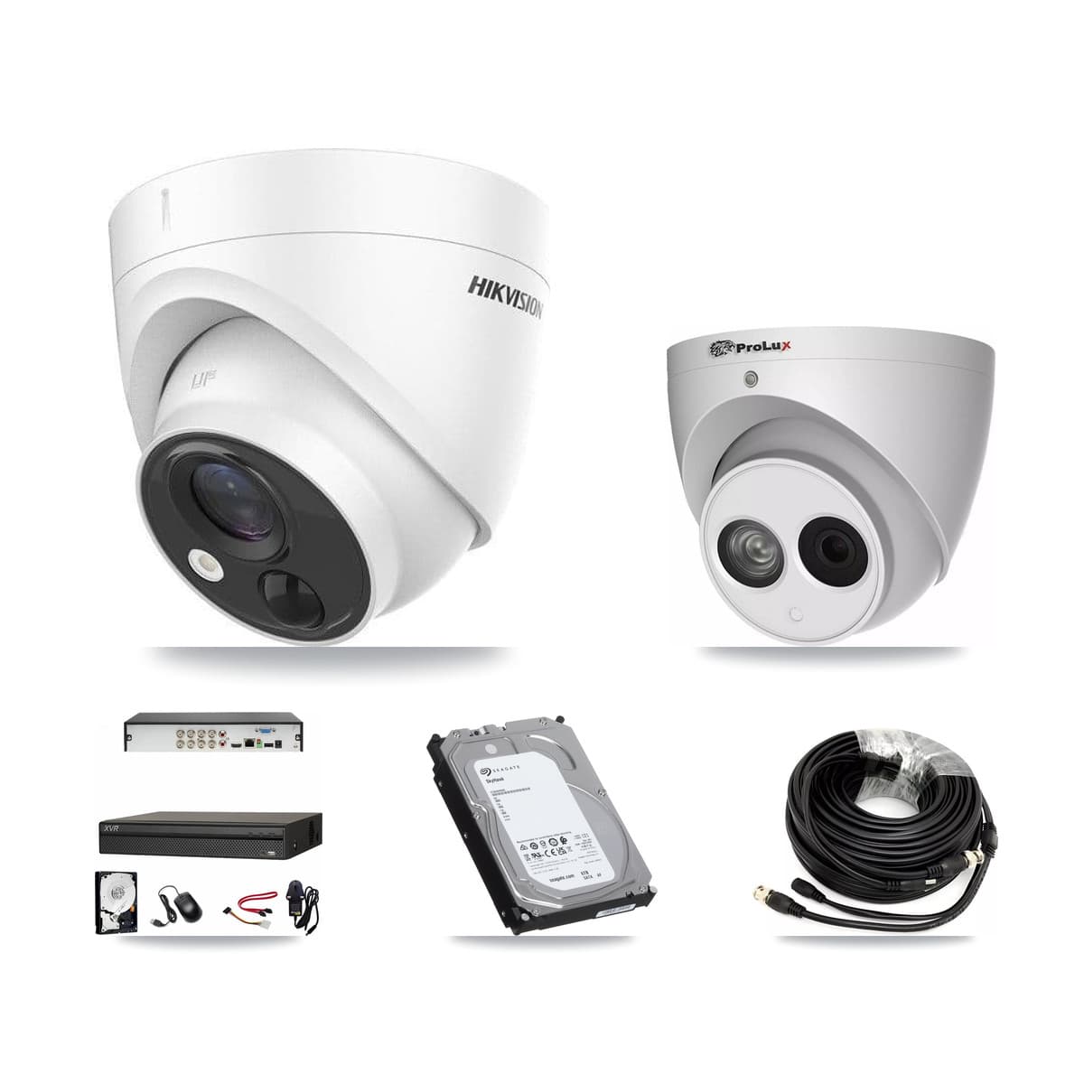 8-Channel 4MP – 5MP CCTV Kit — 2 DS-2CE71H0T 5MP + 2 PXC-612C4W-A 4MP Turret Cameras + 6TB Recording (XVR-3108AD Recorder) - Image 1