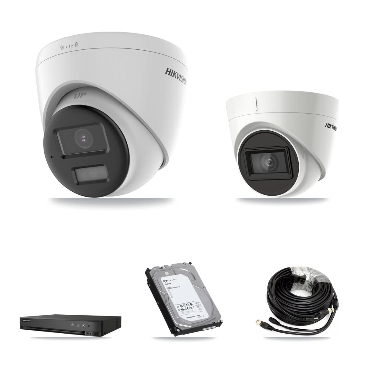 Hikvision 4-Channel 4K CCTV Kit — 2 DS-2CE78U0T + 1 DS-2CE78U1T Turret Cameras + 6TB Recording - Image 1