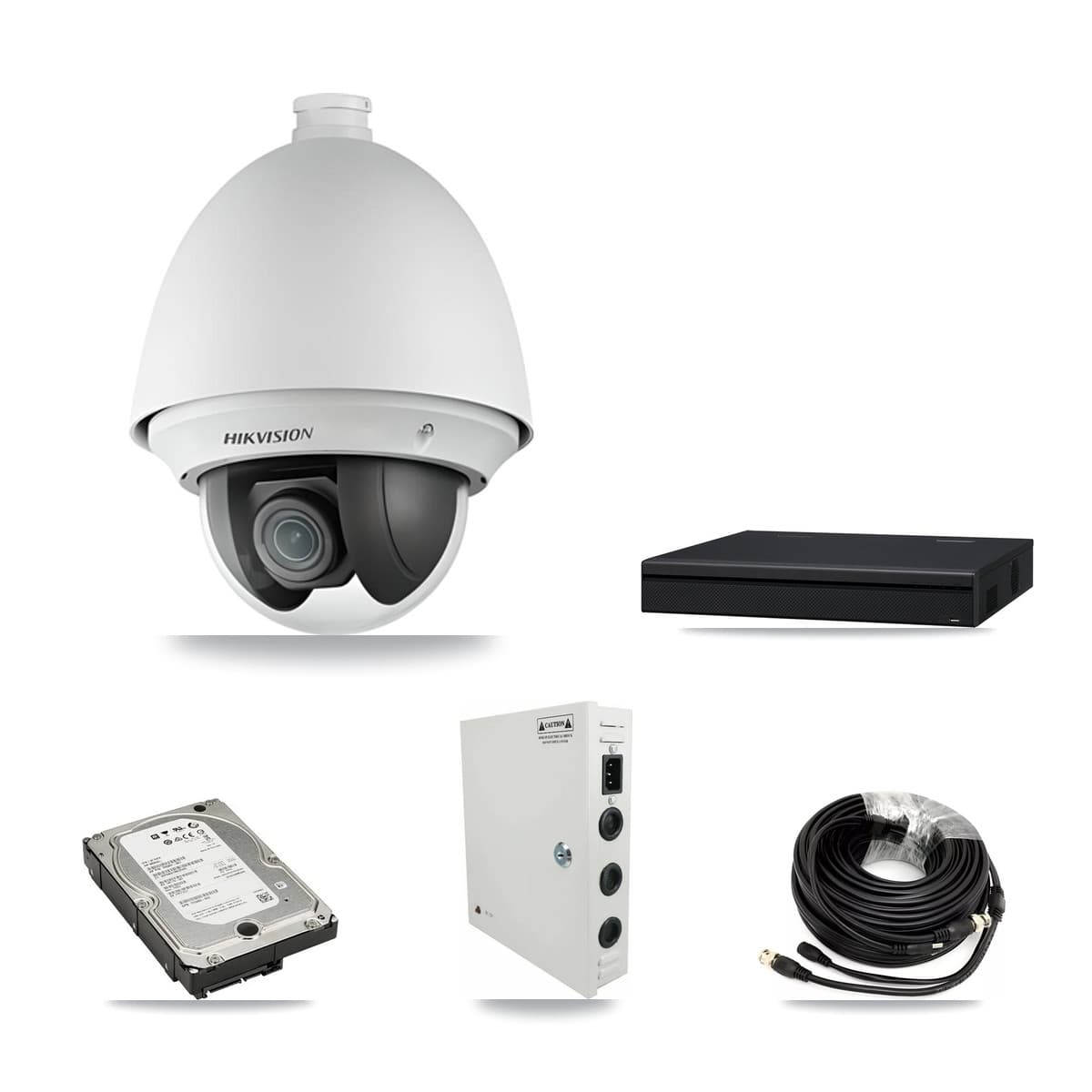 Hikvision 8-Channel 2MP CCTV Kit — 8 DS-2AE4225T PTZ Cameras + 5TB Recording (XVR-3108AD Recorder)