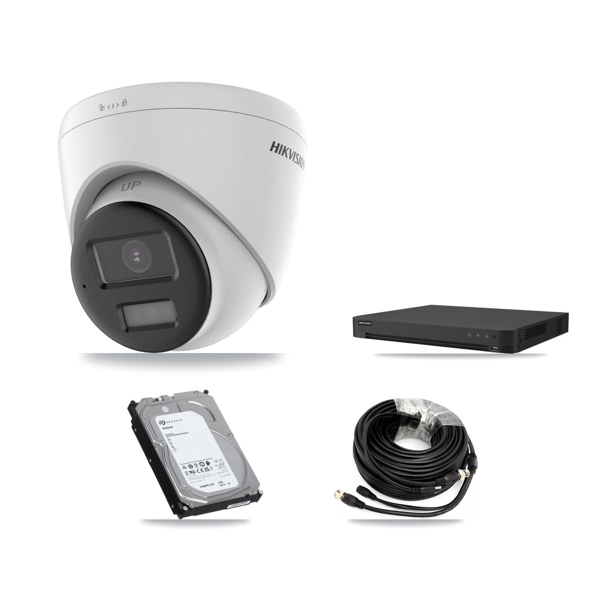 Hikvision 16-Channel 5MP CCTV Kit — 4 DS-2CE78K0T-LPTS Turret Cameras + 6TB Recording (IDS-7216HUHI-M2/XT Recorder)