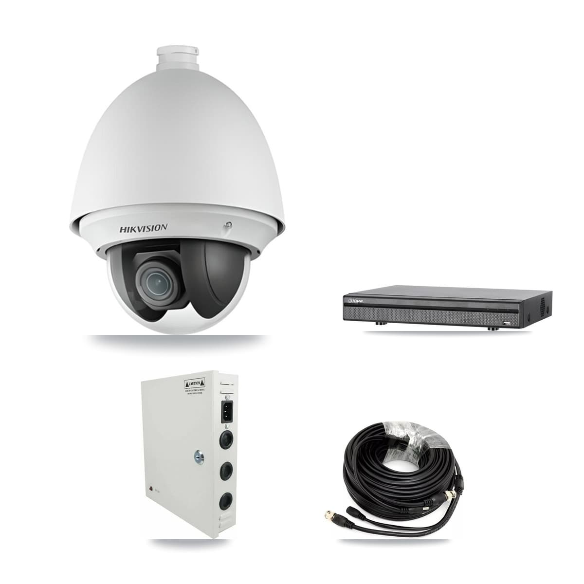Hikvision & Dahua 8-Channel 2MP CCTV Kit — 4 DS-2AE4225T PTZ Cameras + 3TB Recording (DH-XVR5108H Recorder)