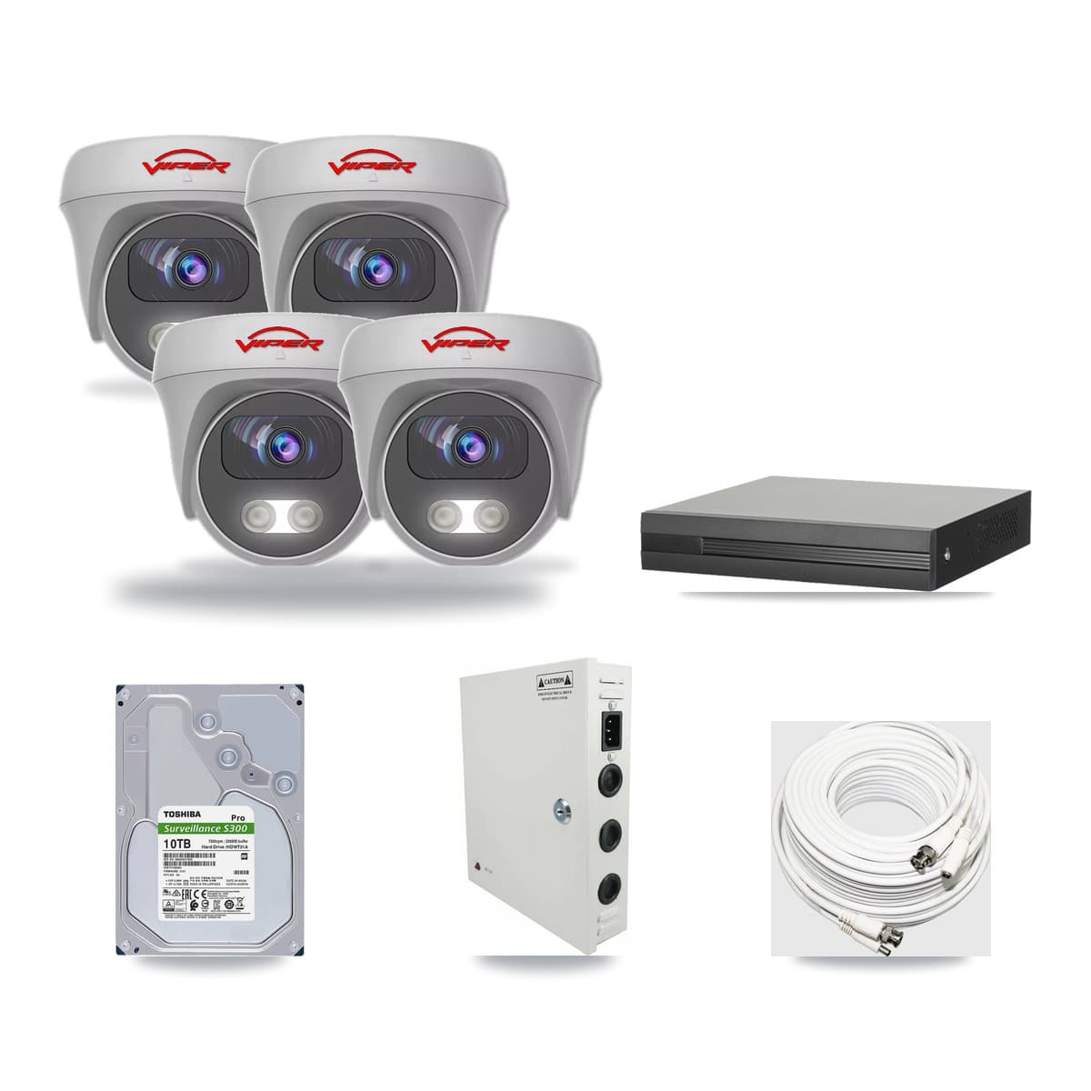 4-Channel 5MP CCTV Kit — 4 Viper Cameras + 10TB Recording - Image 1