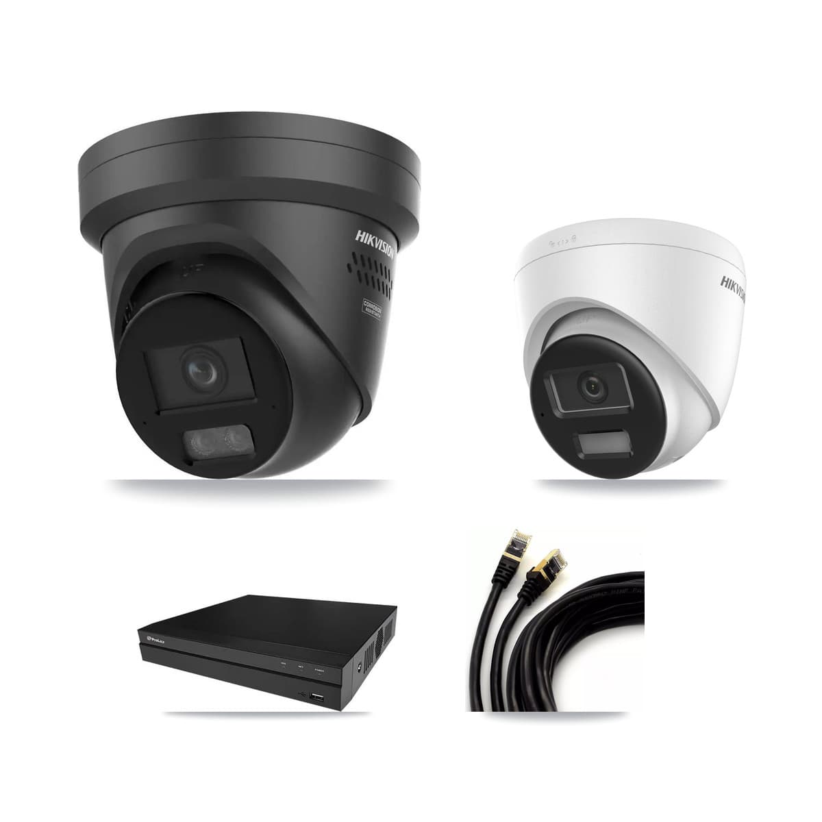 Hikvision & Prolux 8-Channel 4K CCTV Kit — 1 DS-2CD1383G2 + 2 DS-2CD2387G3 Turret Cameras + 8TB Recording