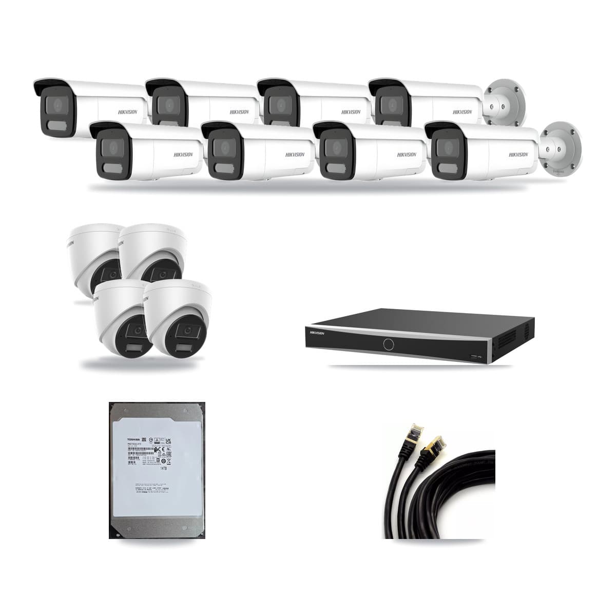 Hikvision 16-Channel 4MP CCTV Kit — 4 Turret + 8 Bullet Cameras + 14TB Recording (DS-7616NXI Recorder) - Image 1