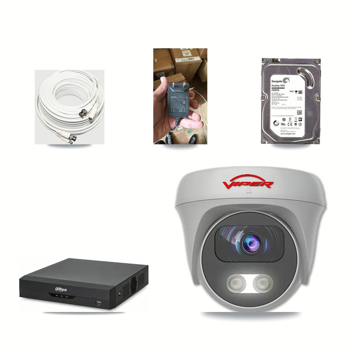 Dahua 4-channel CCTV kit: 1 camera (1× 5MP Camera), 2TB hard drive