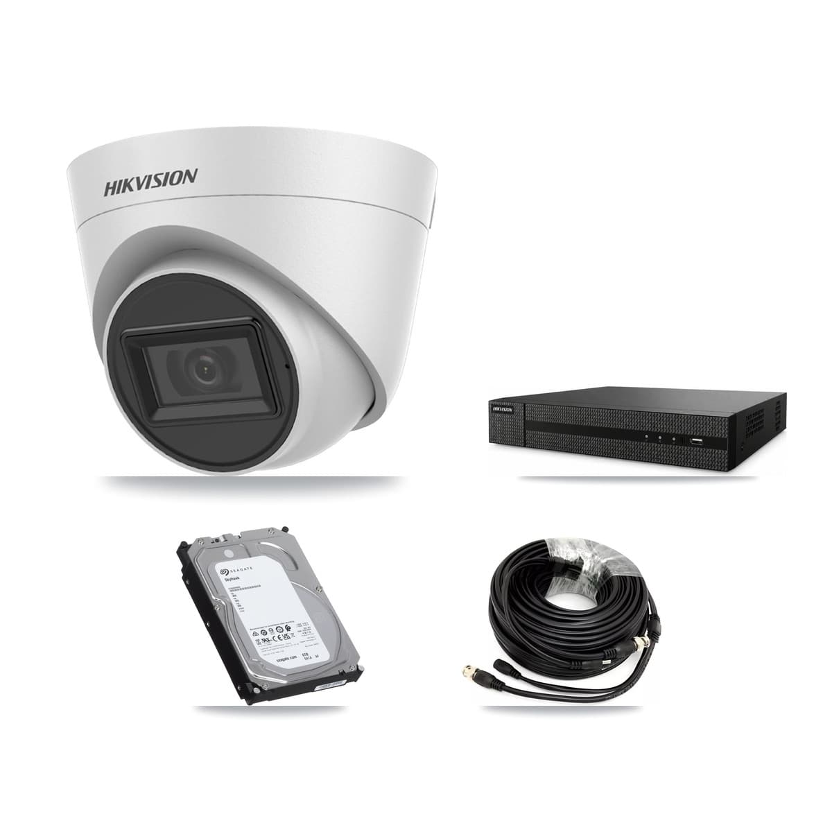 Hikvision 8-Channel 5MP CCTV Kit — 6 White Turret Cameras + 6TB Recording (DVR-8CH Recorder)
