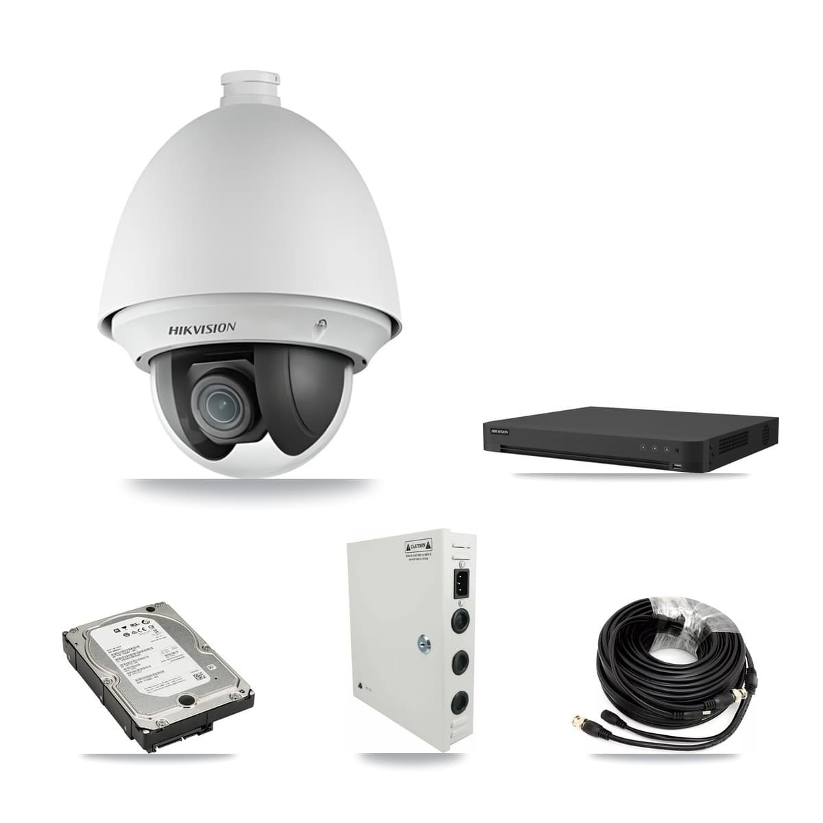 Hikvision 16-Channel 2MP CCTV Kit — 8 DS-2AE4225T PTZ Cameras + 5TB Recording (IDS-7216HUHI Recorder)