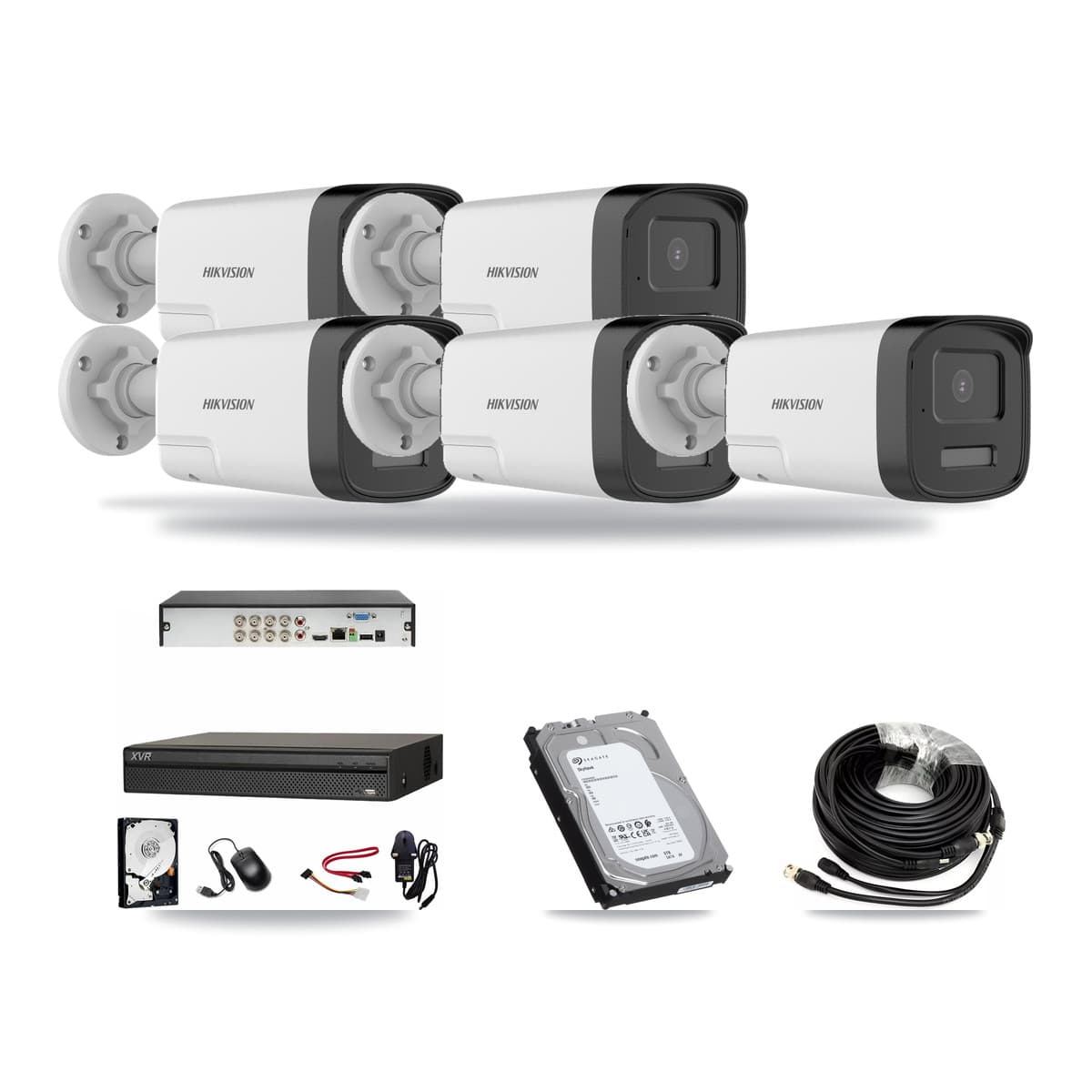 Hikvision & Dahua 8-Channel 5MP CCTV Kit — 5 DS-2CE17K0T Bullet Cameras + 6TB Recording (XVR-3108AD Recorder) - Image 1