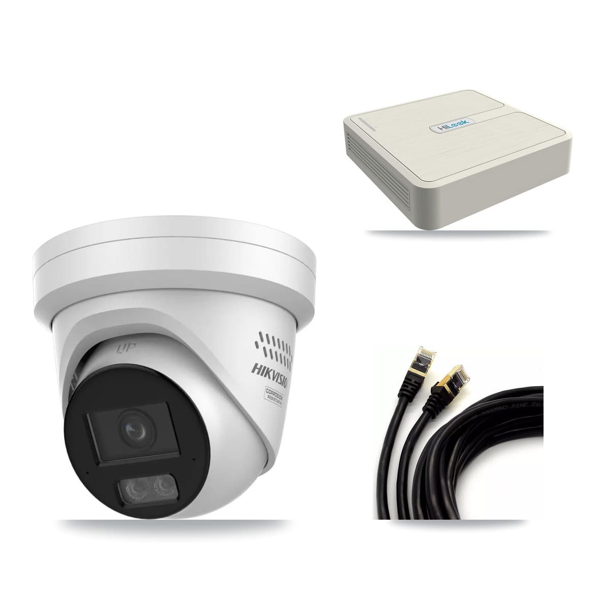 HiLook 8-Channel 4MP CCTV Kit — 2 Turret Cameras + 3TB Recording (NVR-108H-D Recorder)